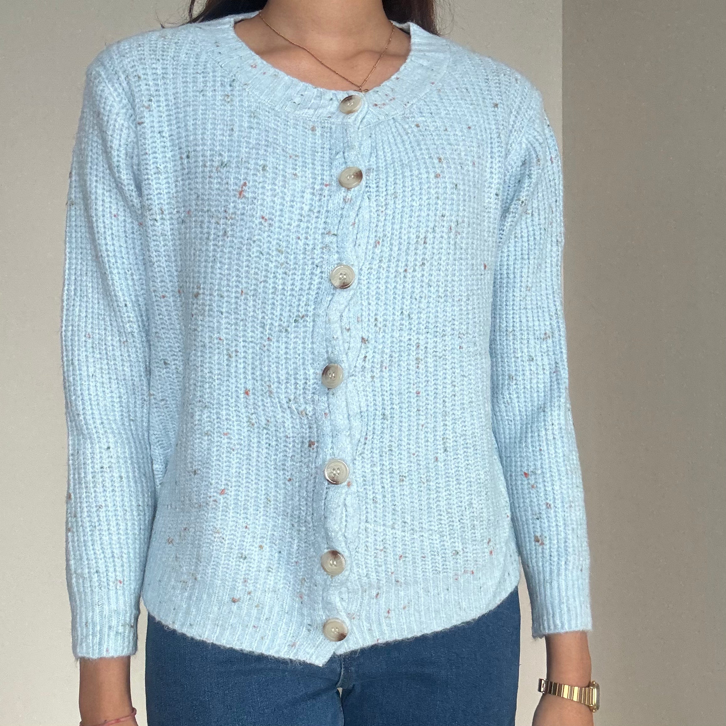 Baby Blue Buttoned Sweater Cardigan