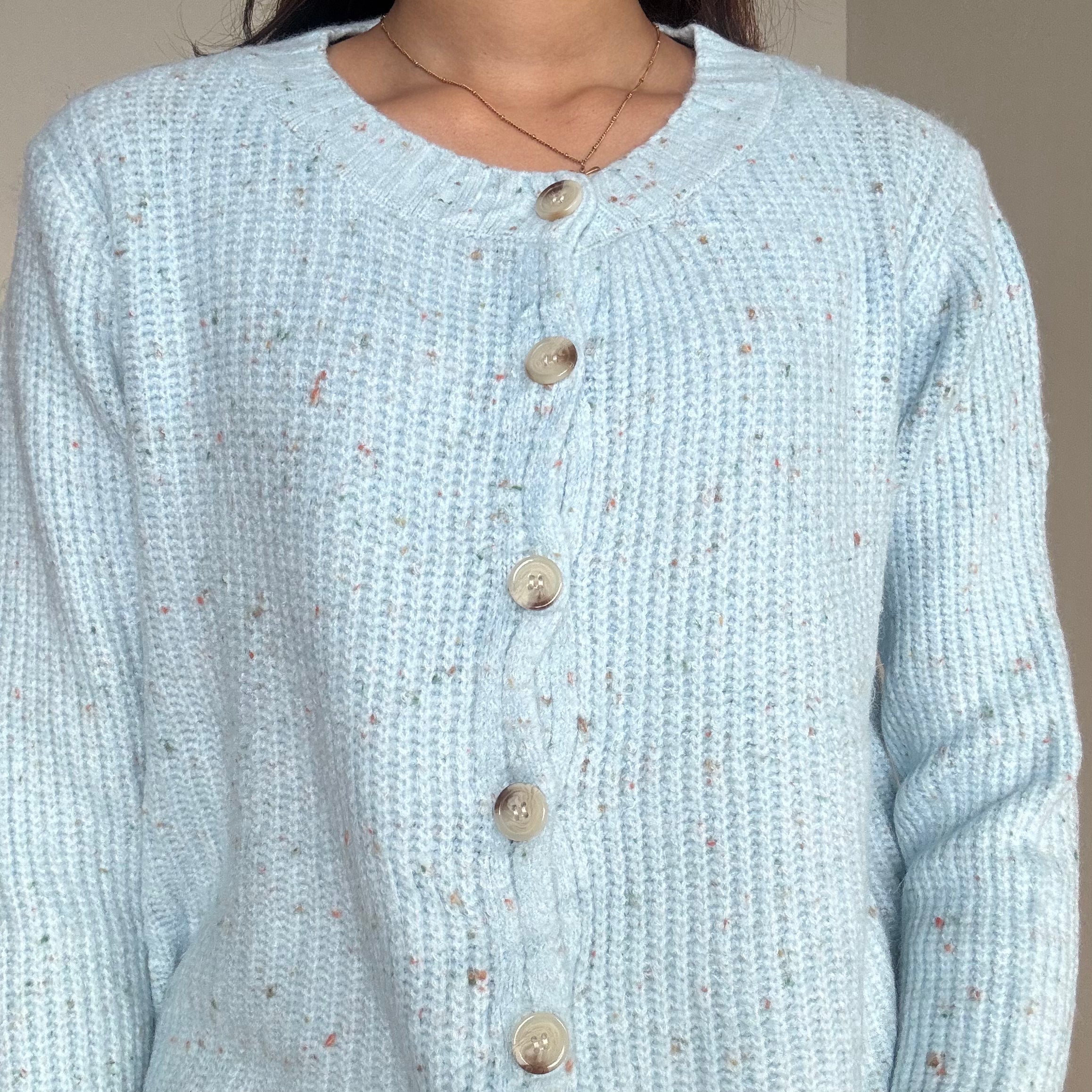 Baby Blue Buttoned Sweater Cardigan