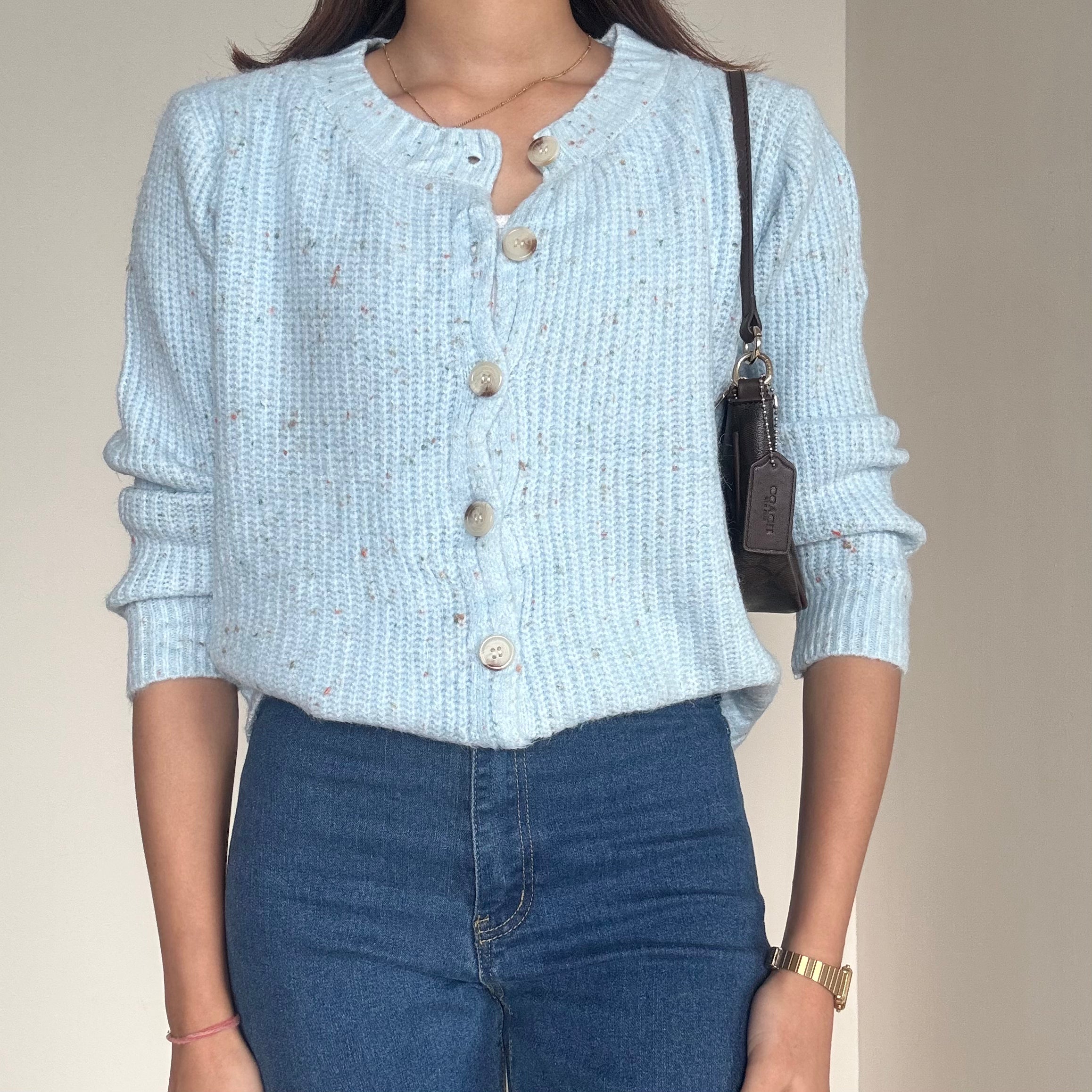 Baby Blue Buttoned Sweater Cardigan