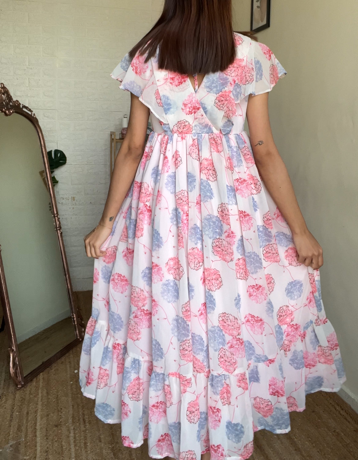 Pink Floral Long Dress