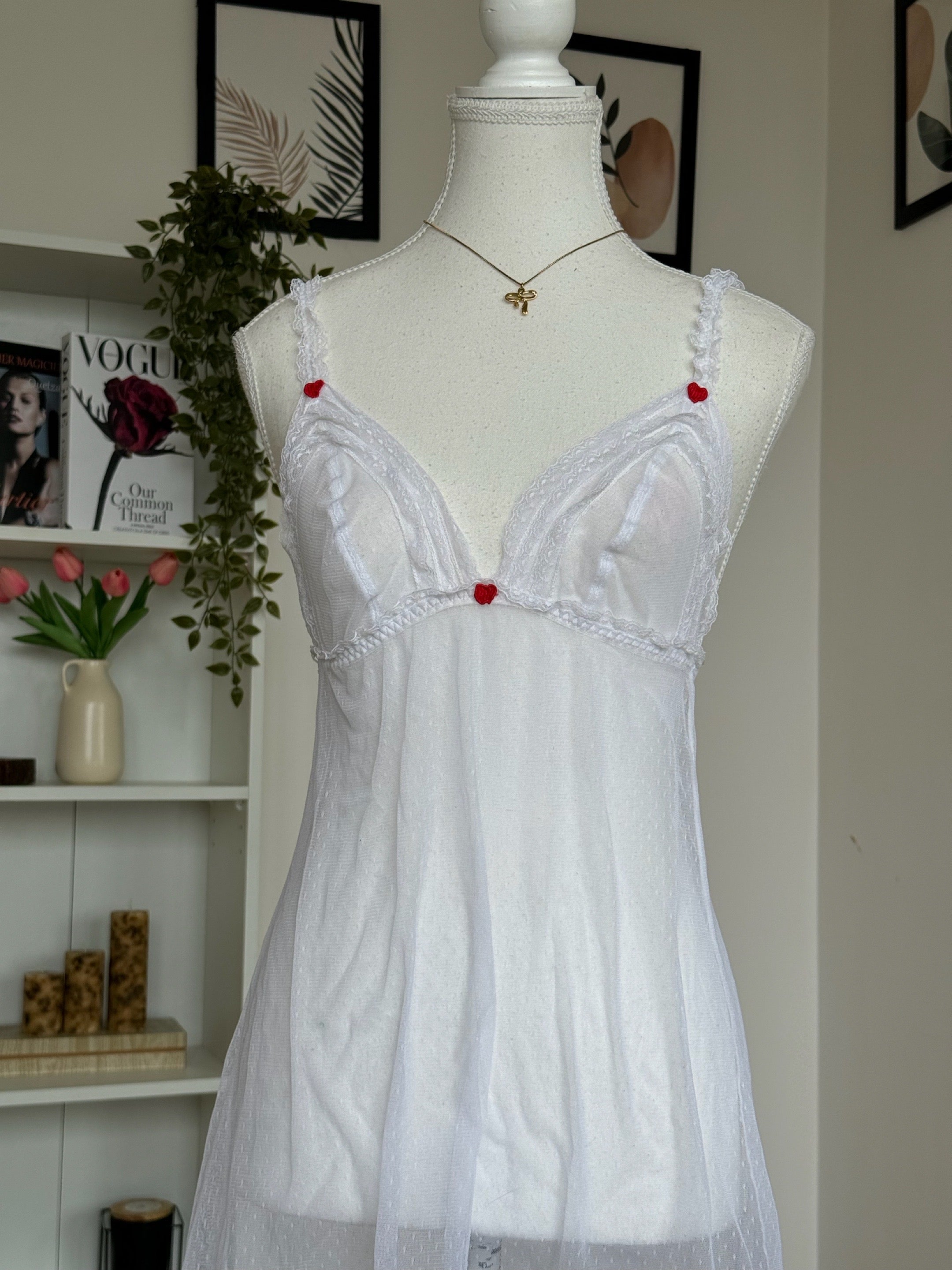 White Sheer HEARTS Lingerie Dress