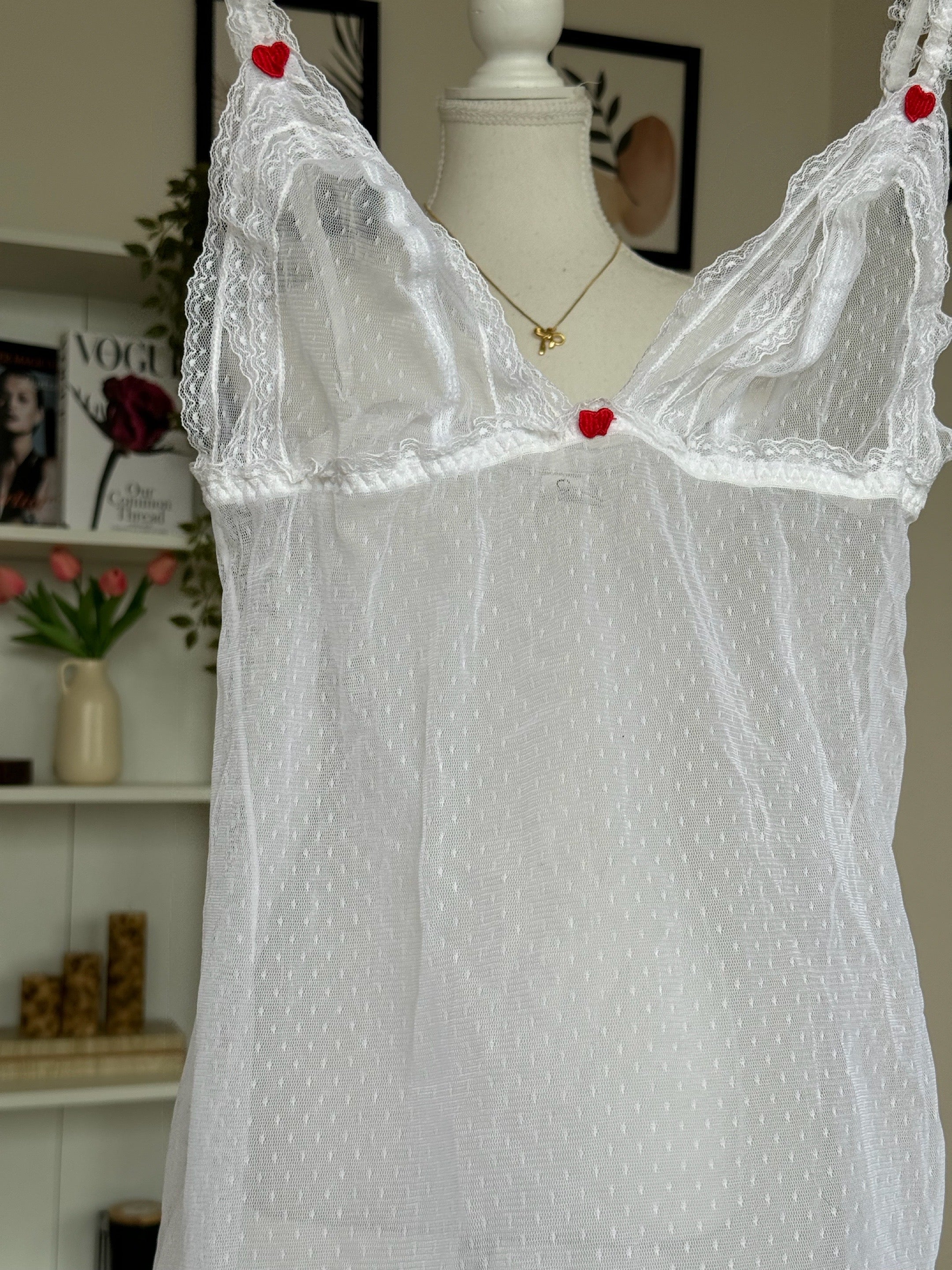 White Sheer HEARTS Lingerie Dress