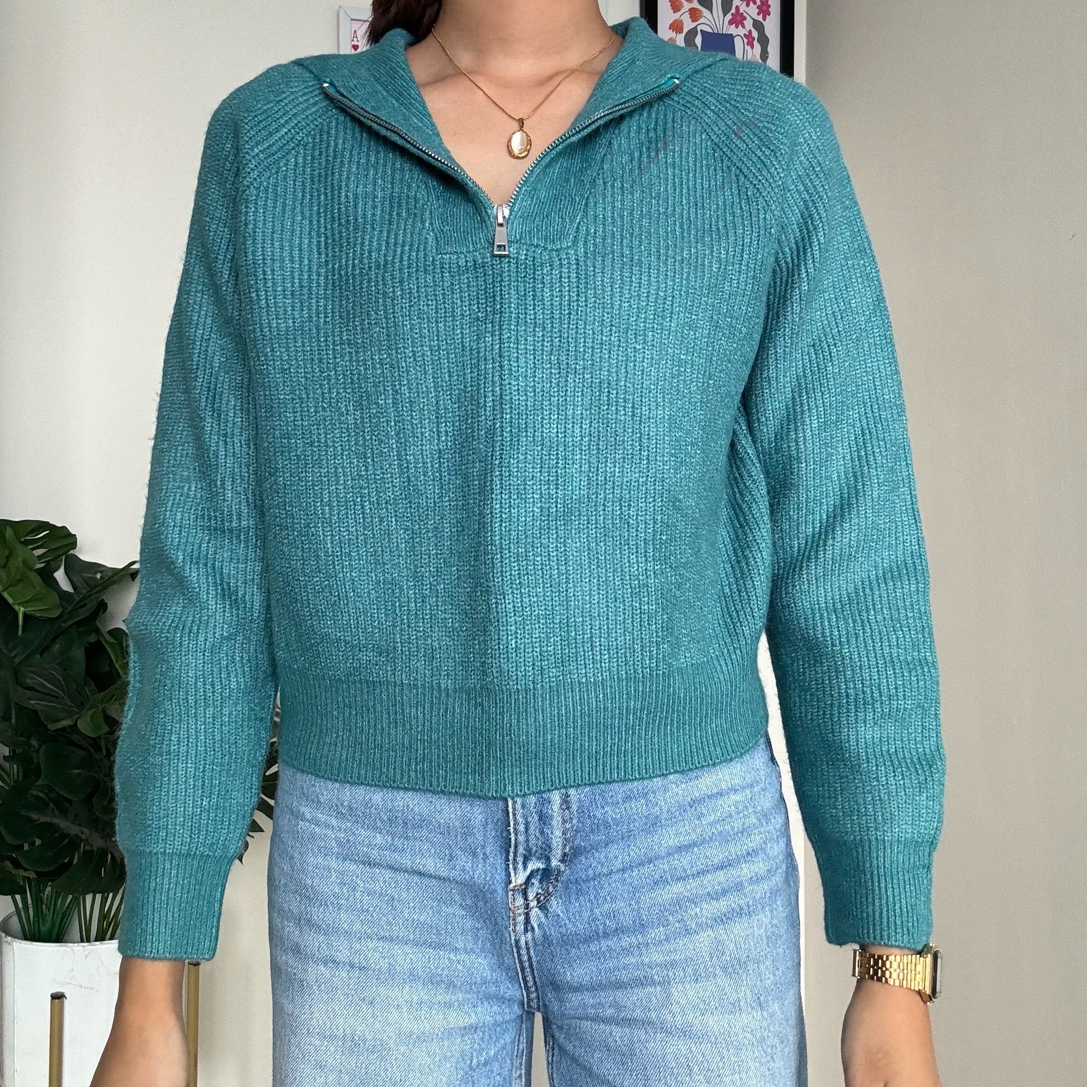 Blue Collar Zipper Sweater