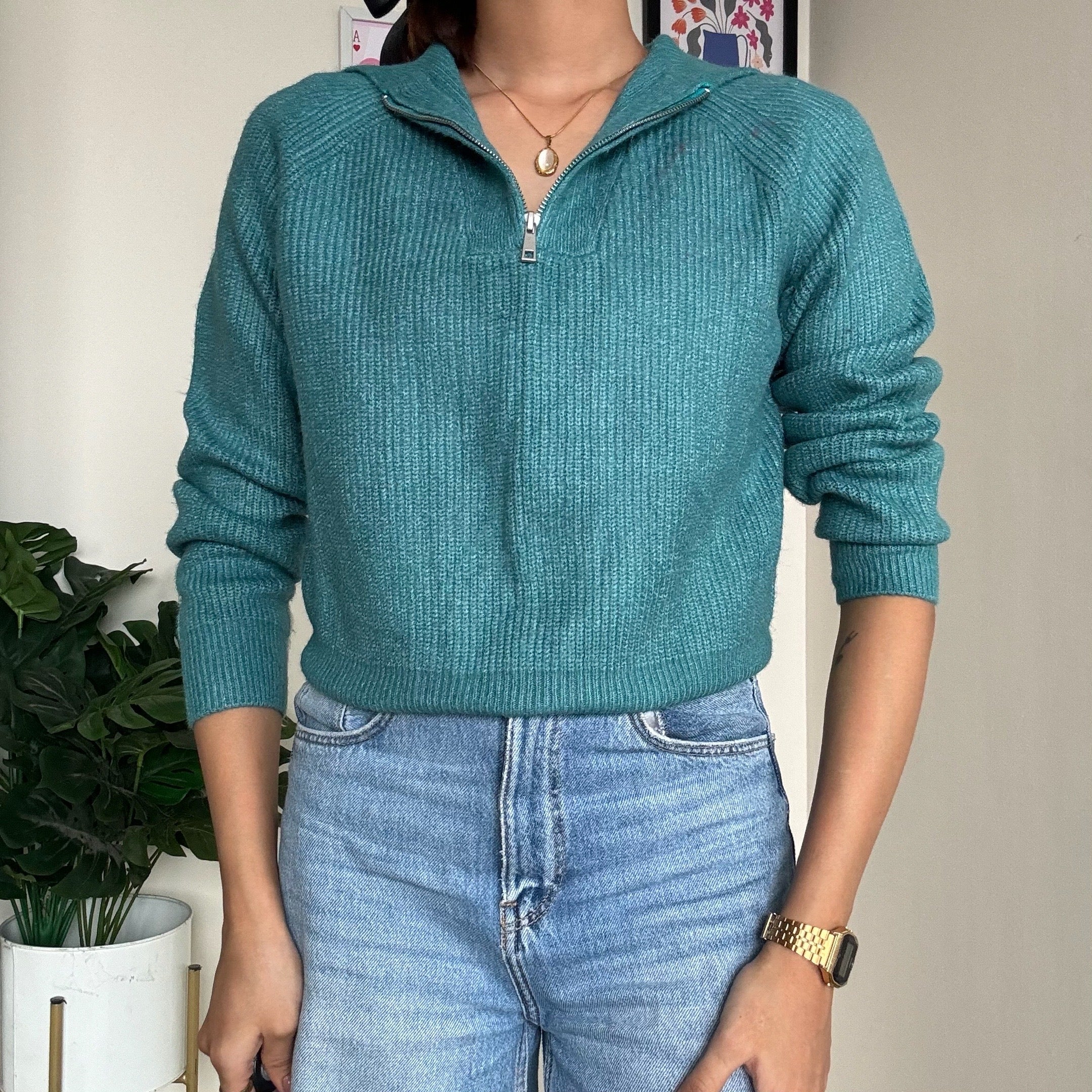 Blue Collar Zipper Sweater