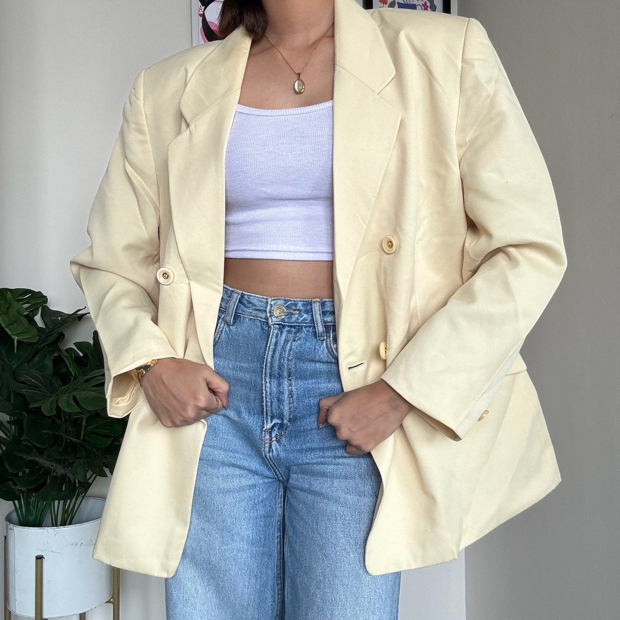 Pastel Yellow Doube Breasted Blazer