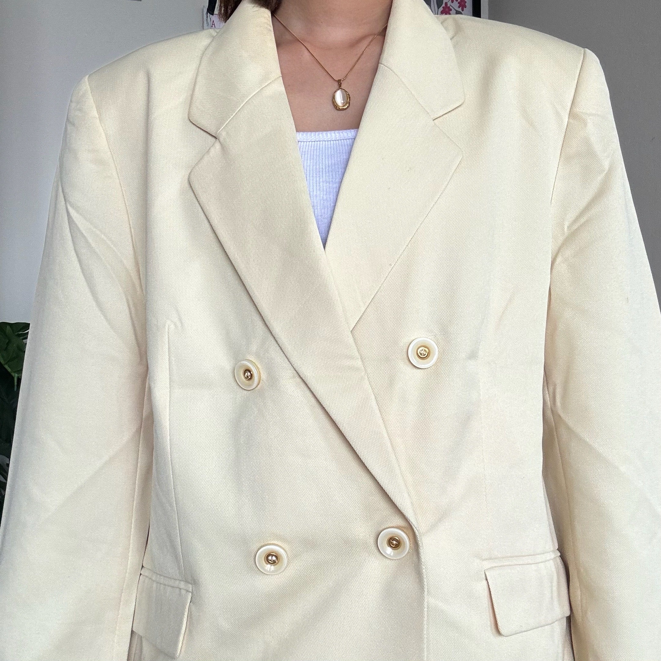 Pastel Yellow Doube Breasted Blazer