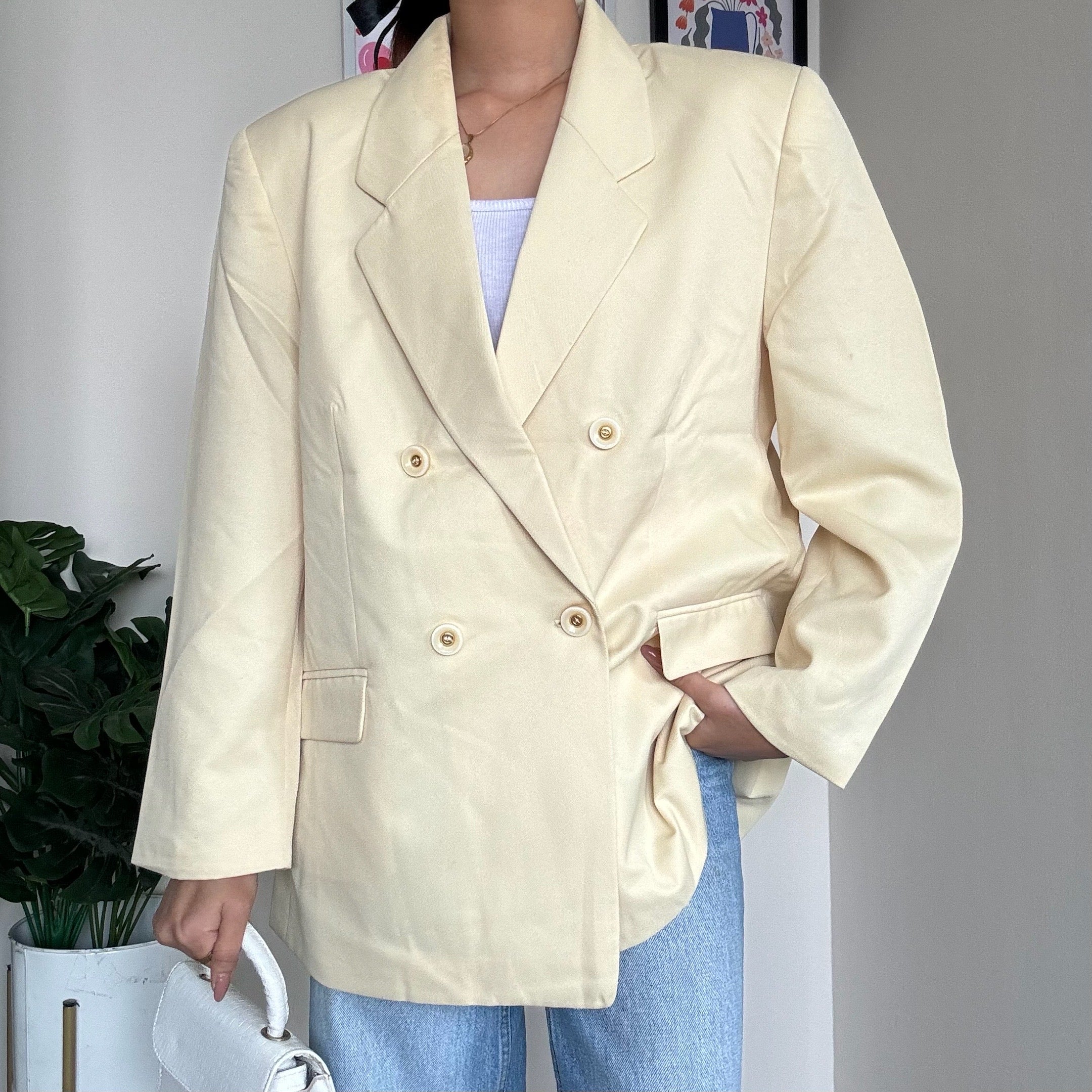 Pastel Yellow Doube Breasted Blazer