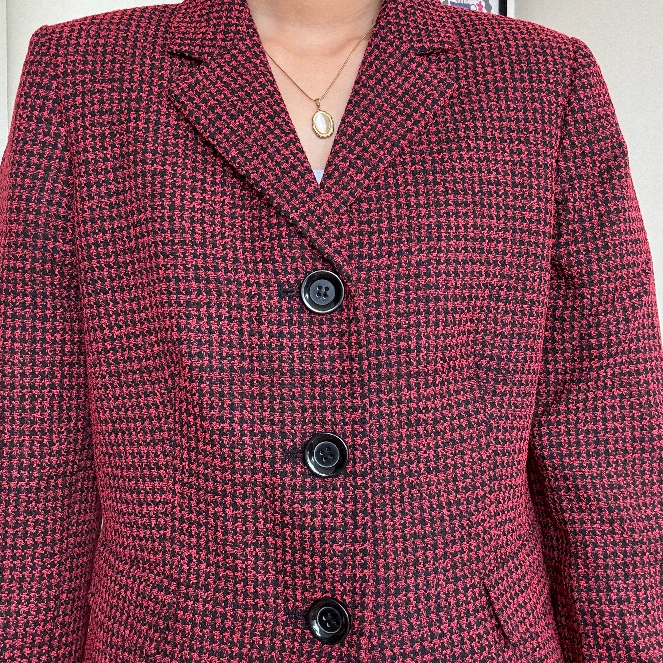 Red-Black Tweed Blazer