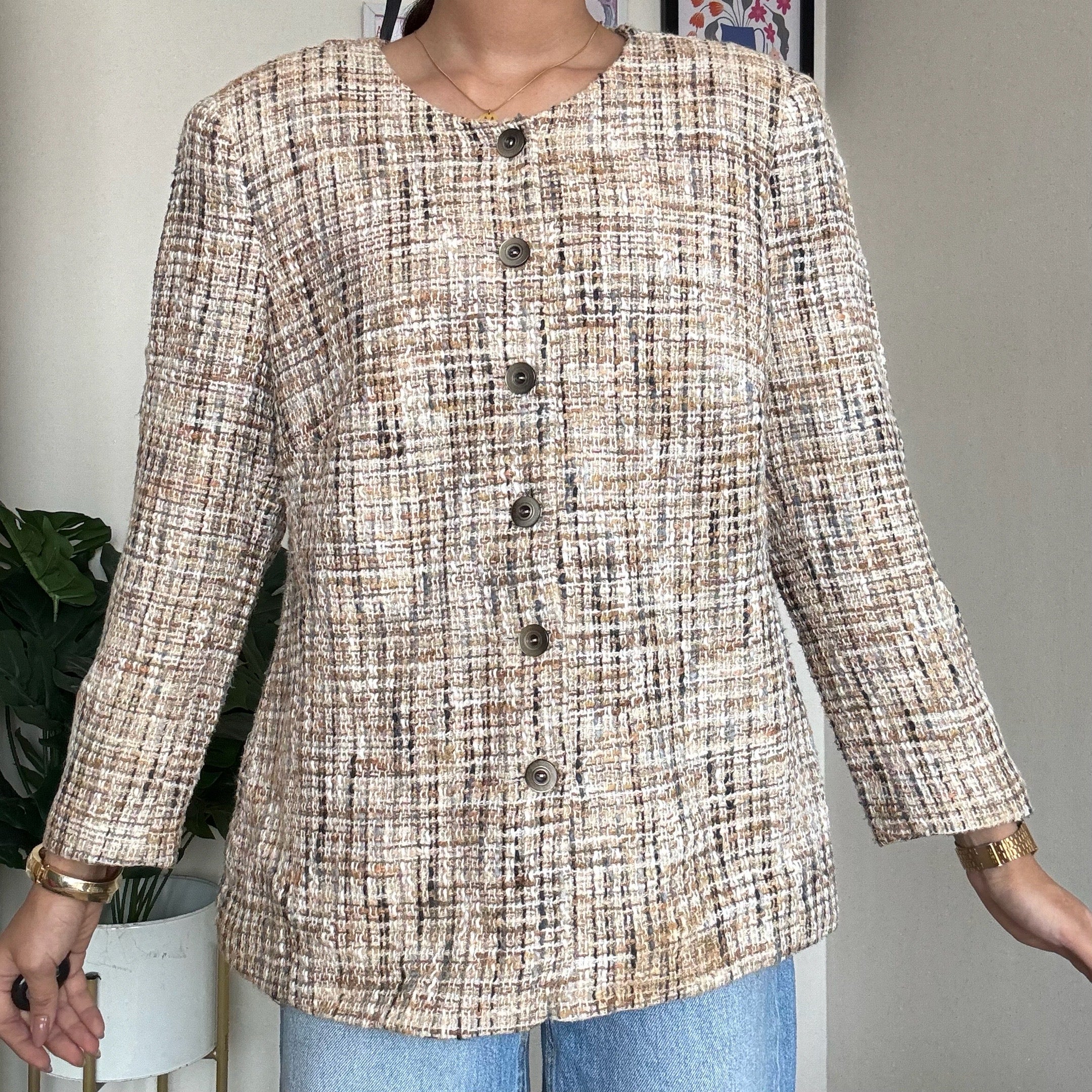 Beige Chic Tweed Blazer