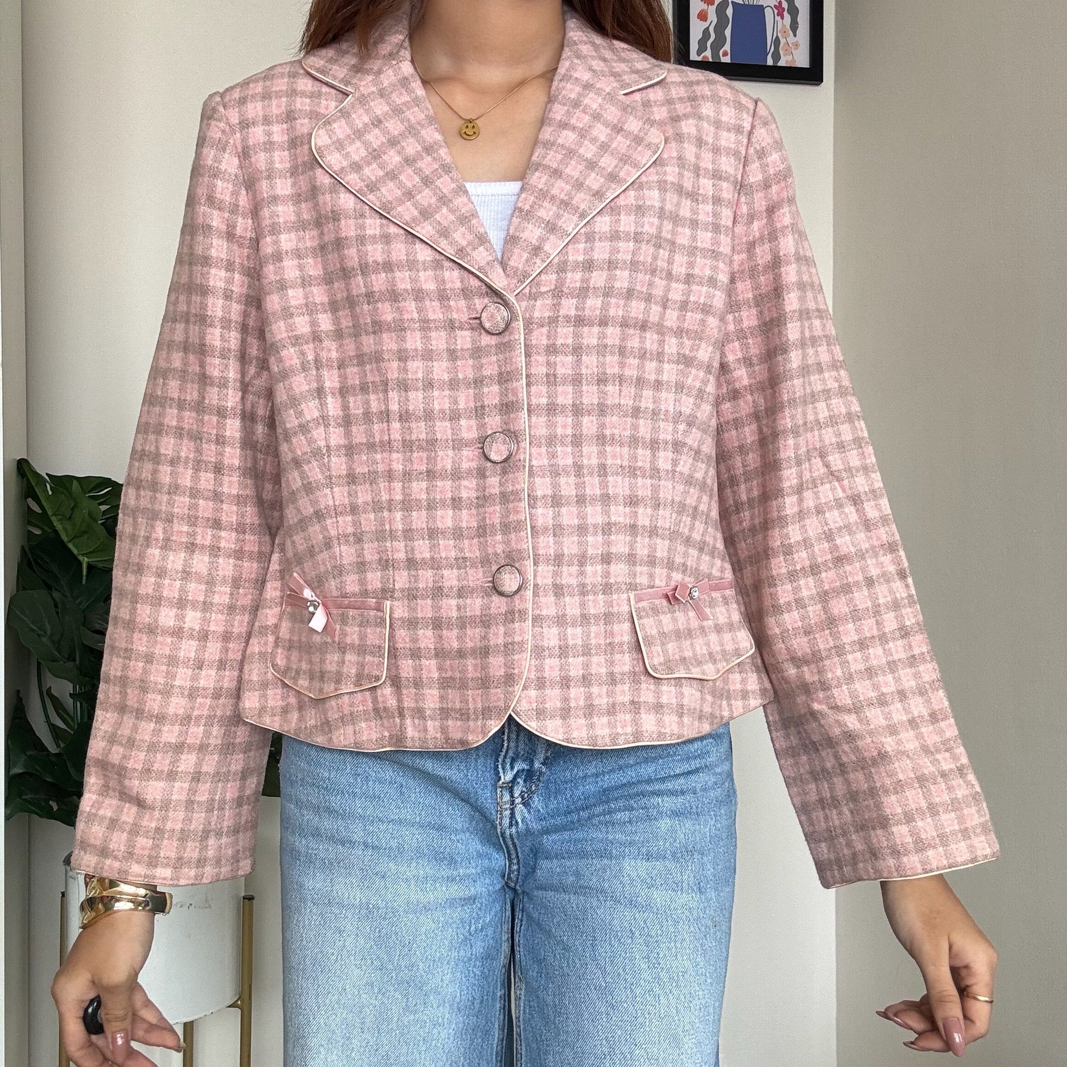 Pink Checkered Blazer