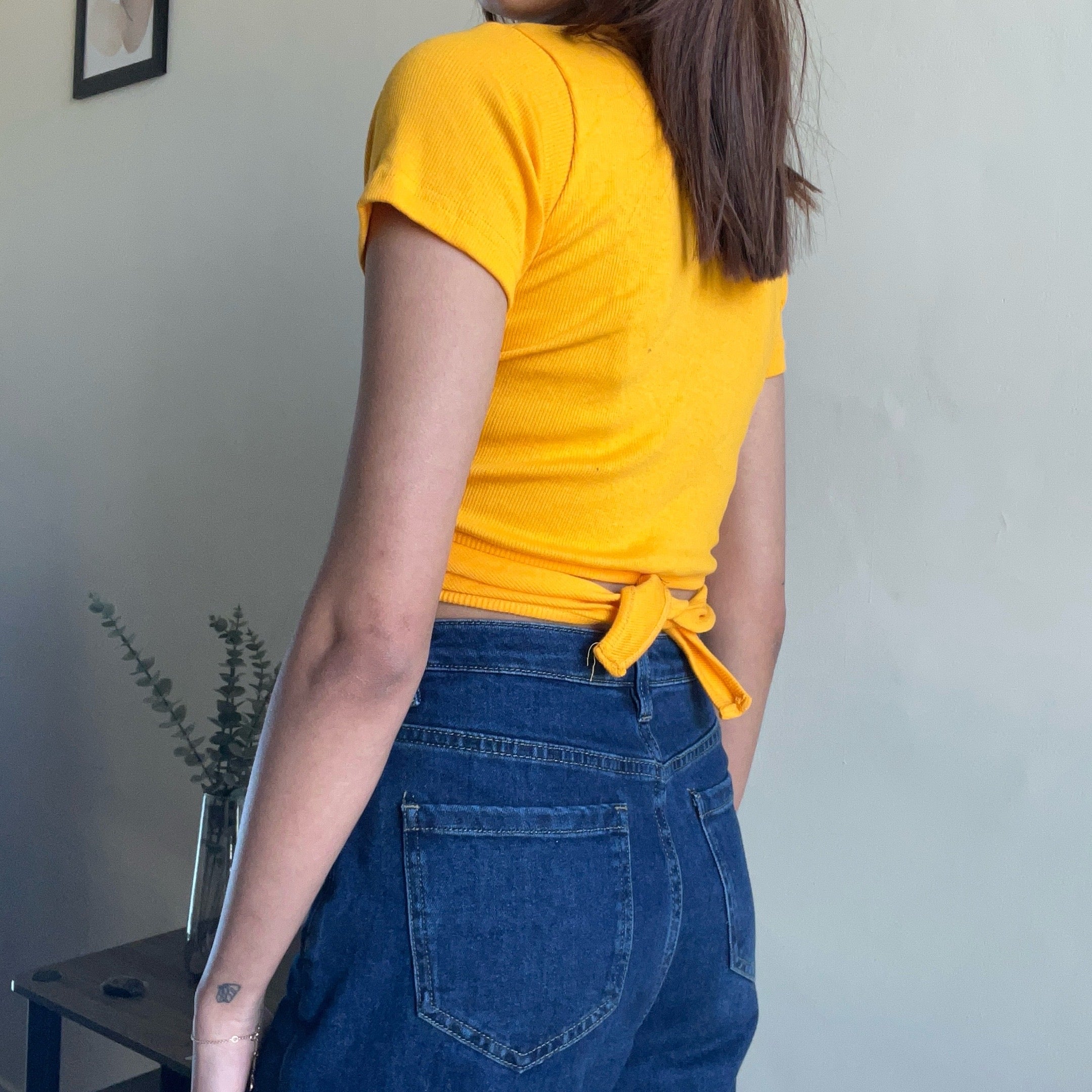 Yellow Tie Crop Top