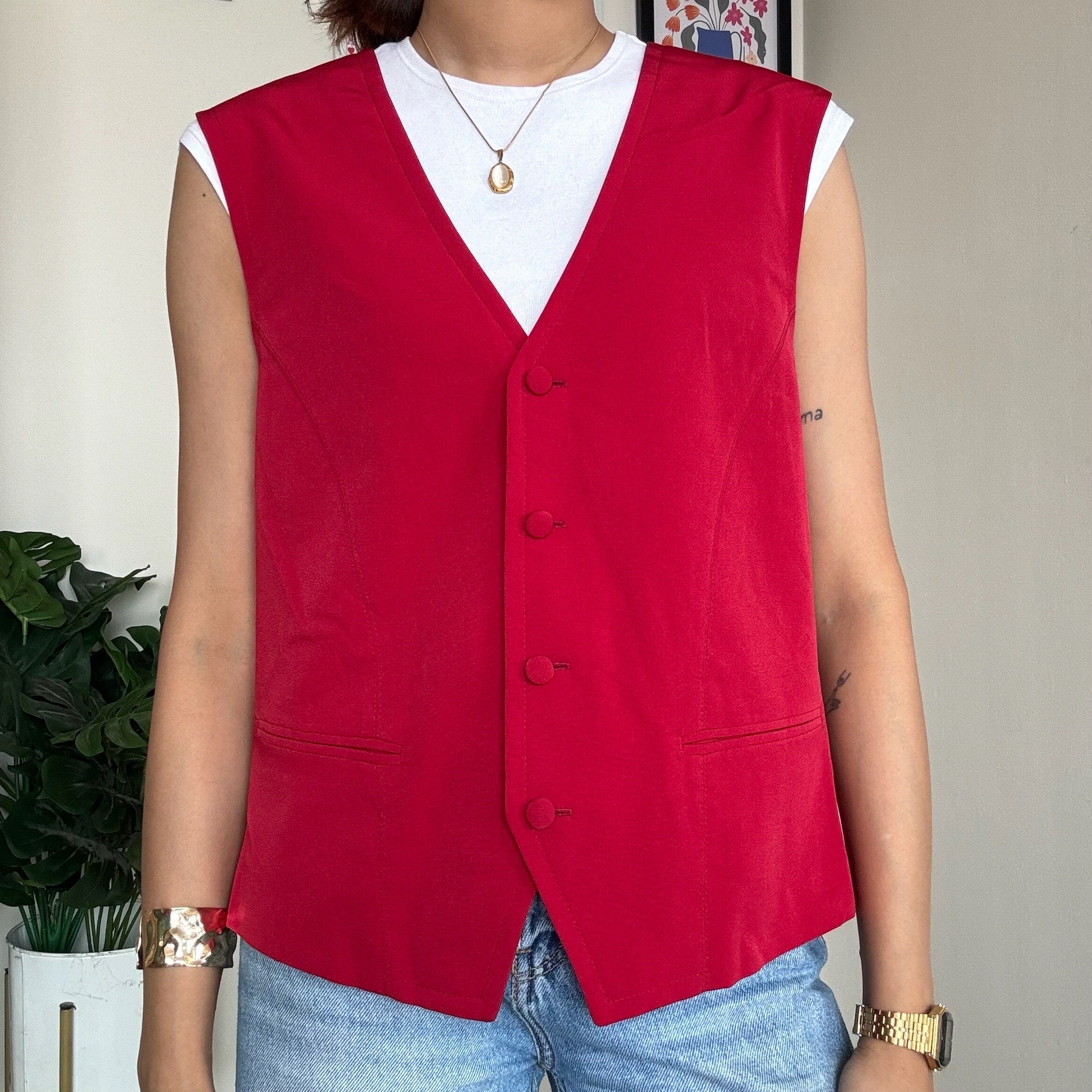 Solid Red Waistcoat