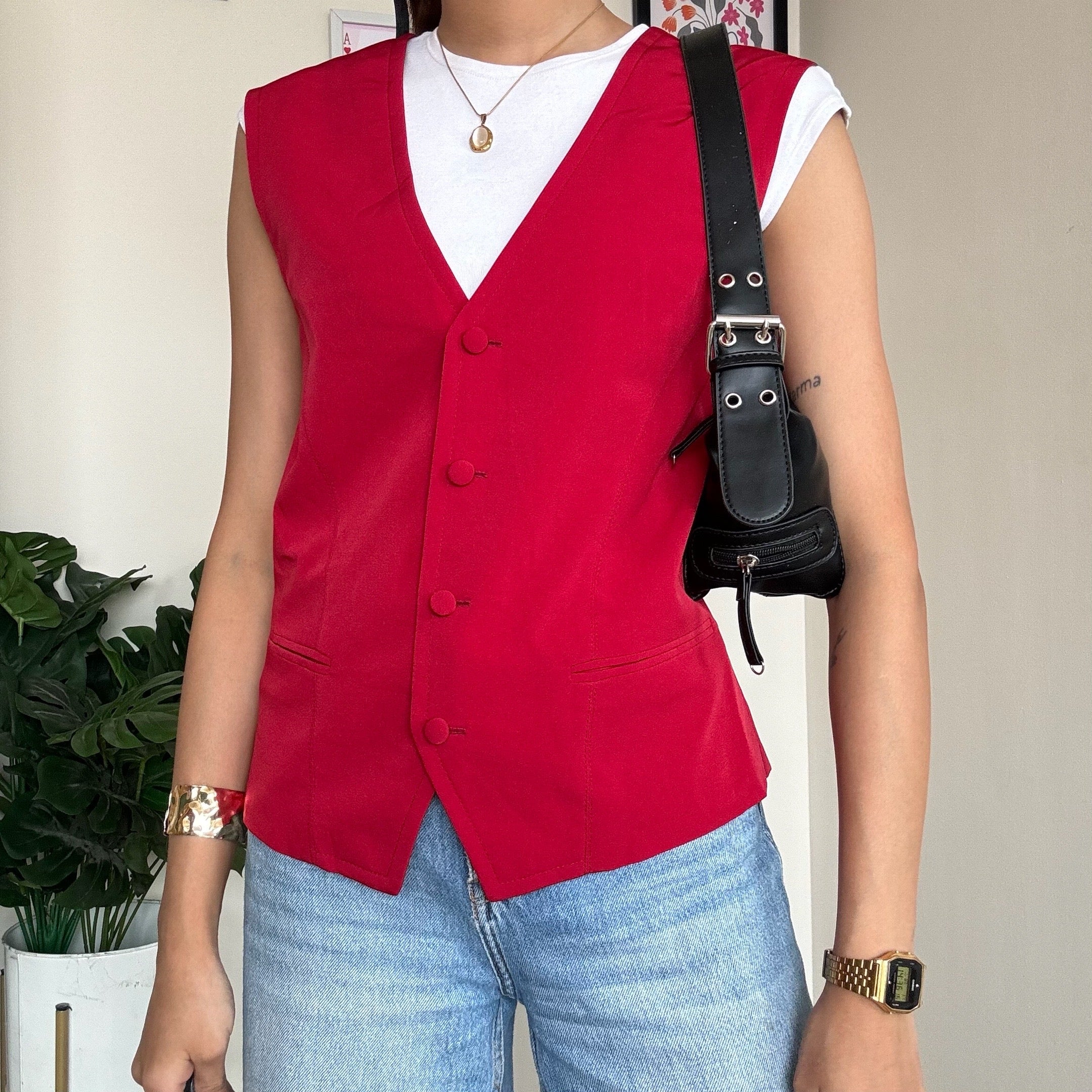 Solid Red Waistcoat