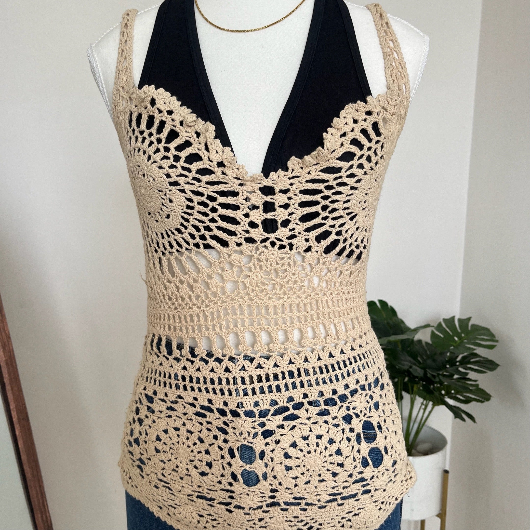 Beige Crochet Top