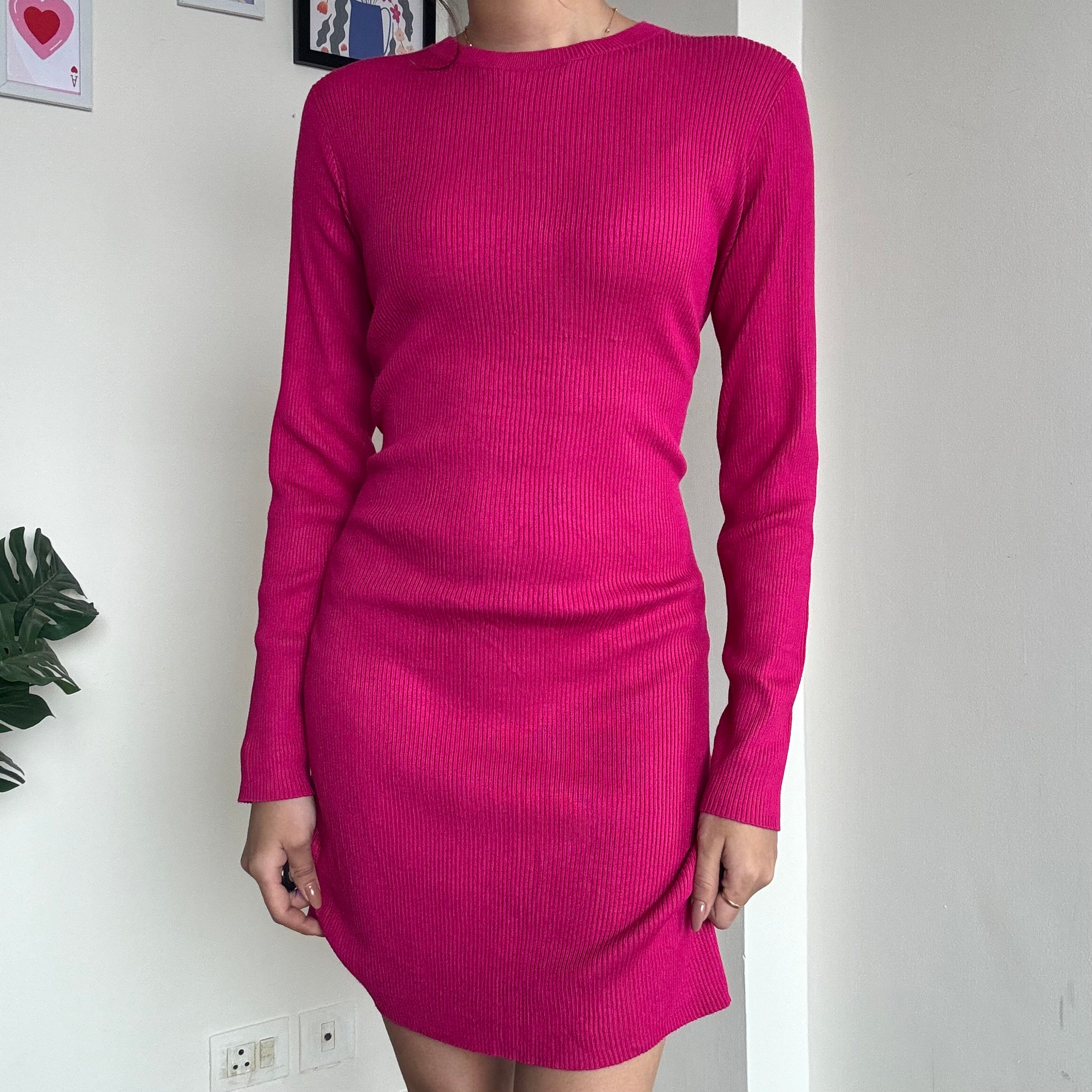 Hot Pink Woollen Dress