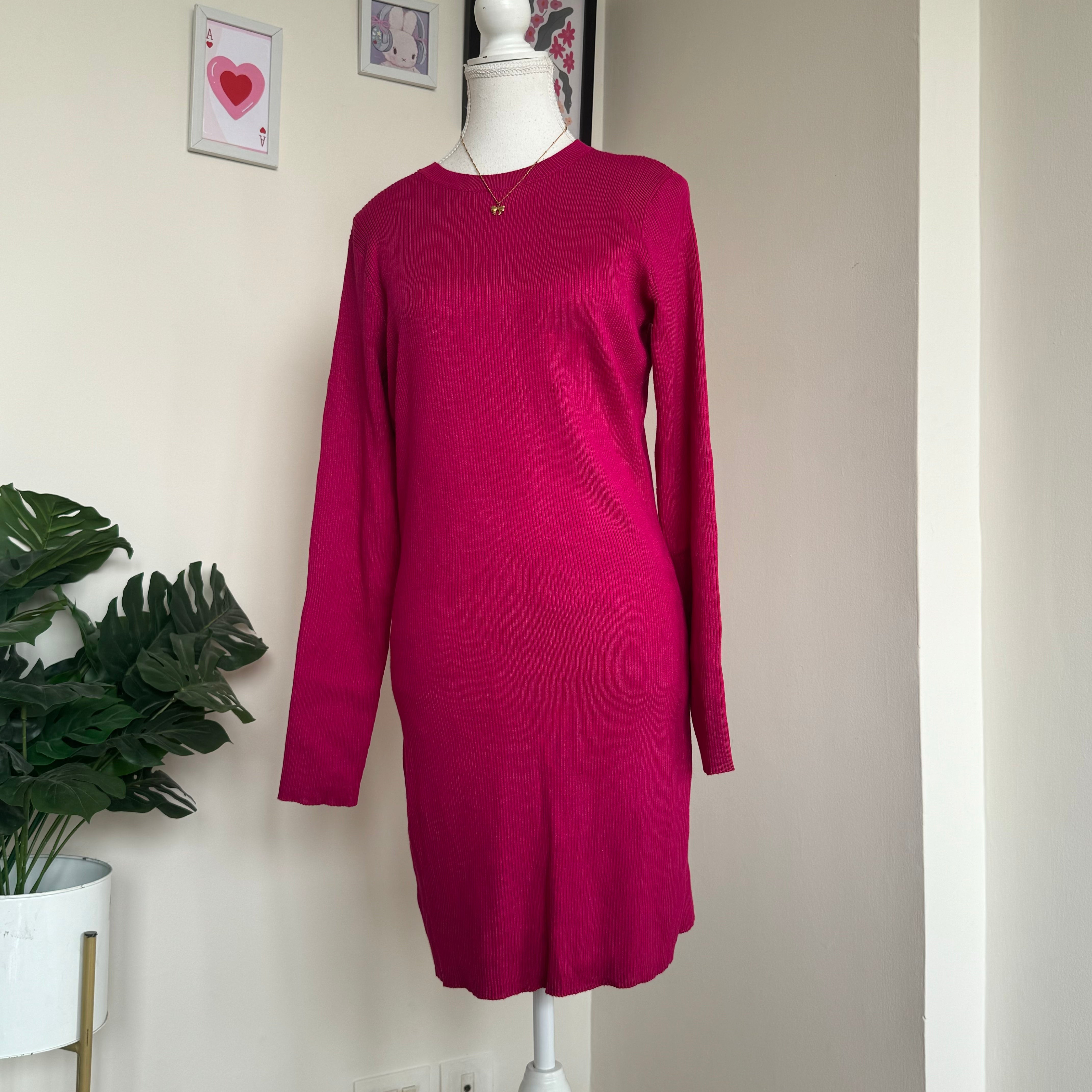 Hot Pink Woollen Dress