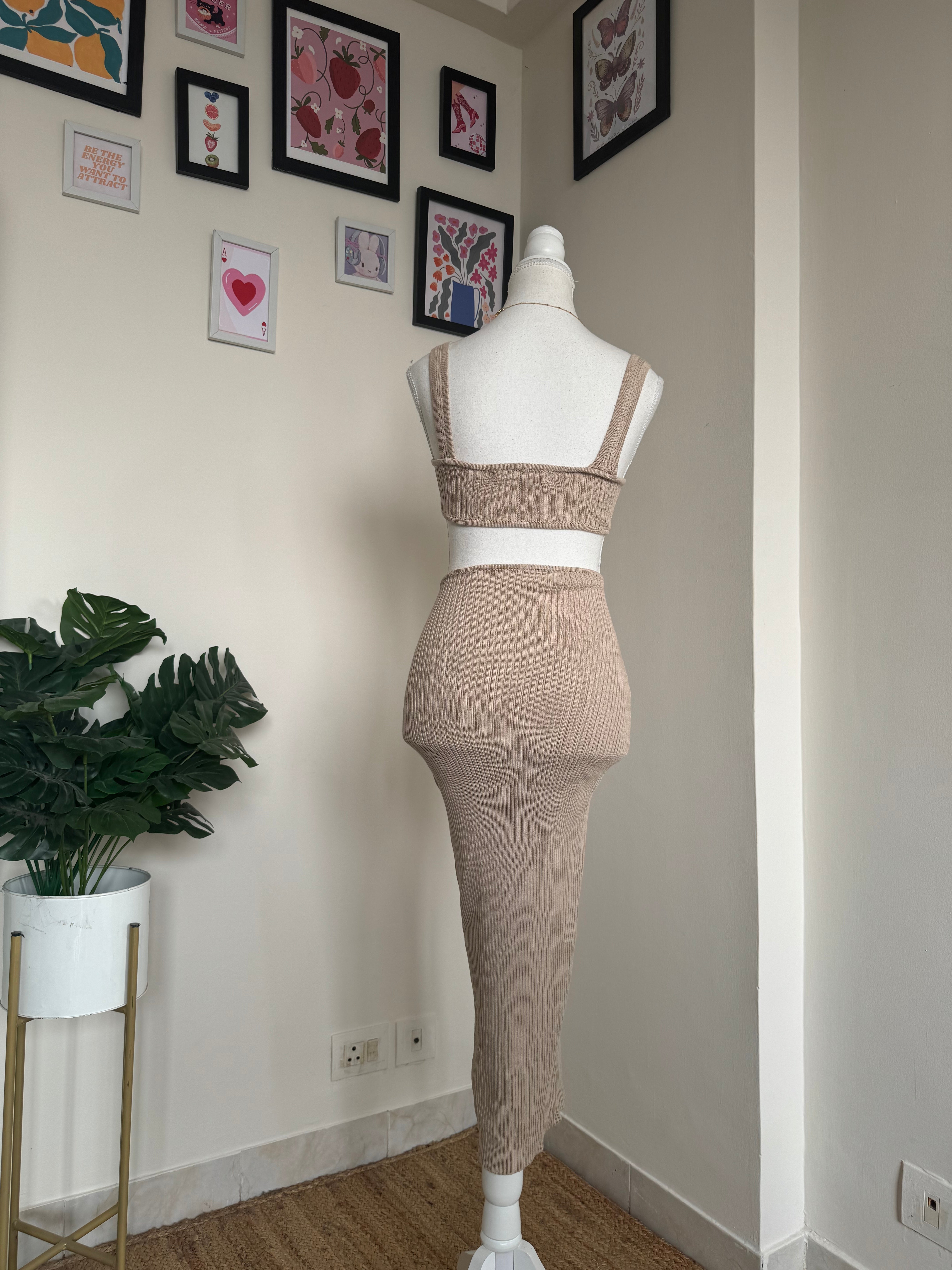 Beige Cut-Out Bodycon Dress - HM