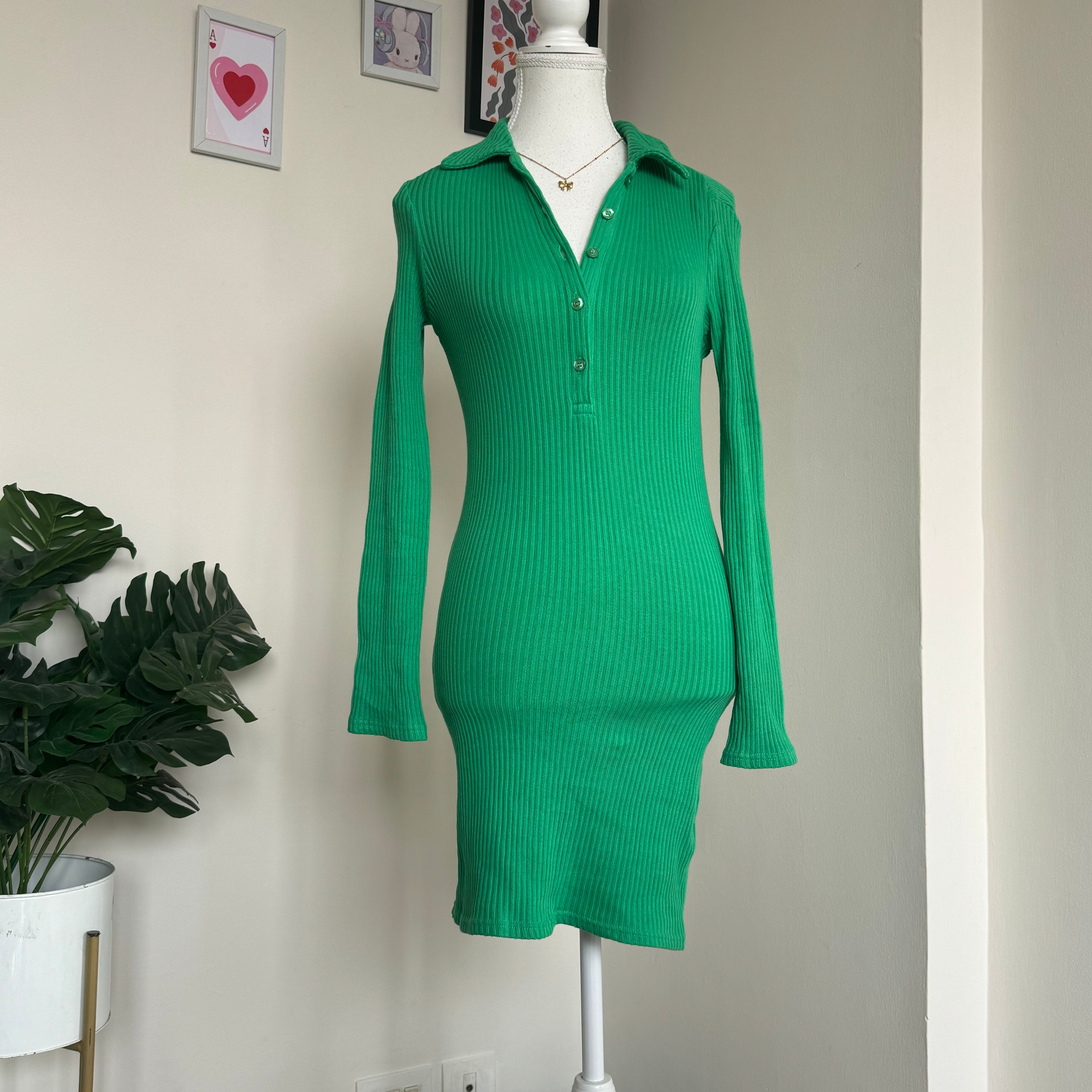 Green Collar Bodycon Dress