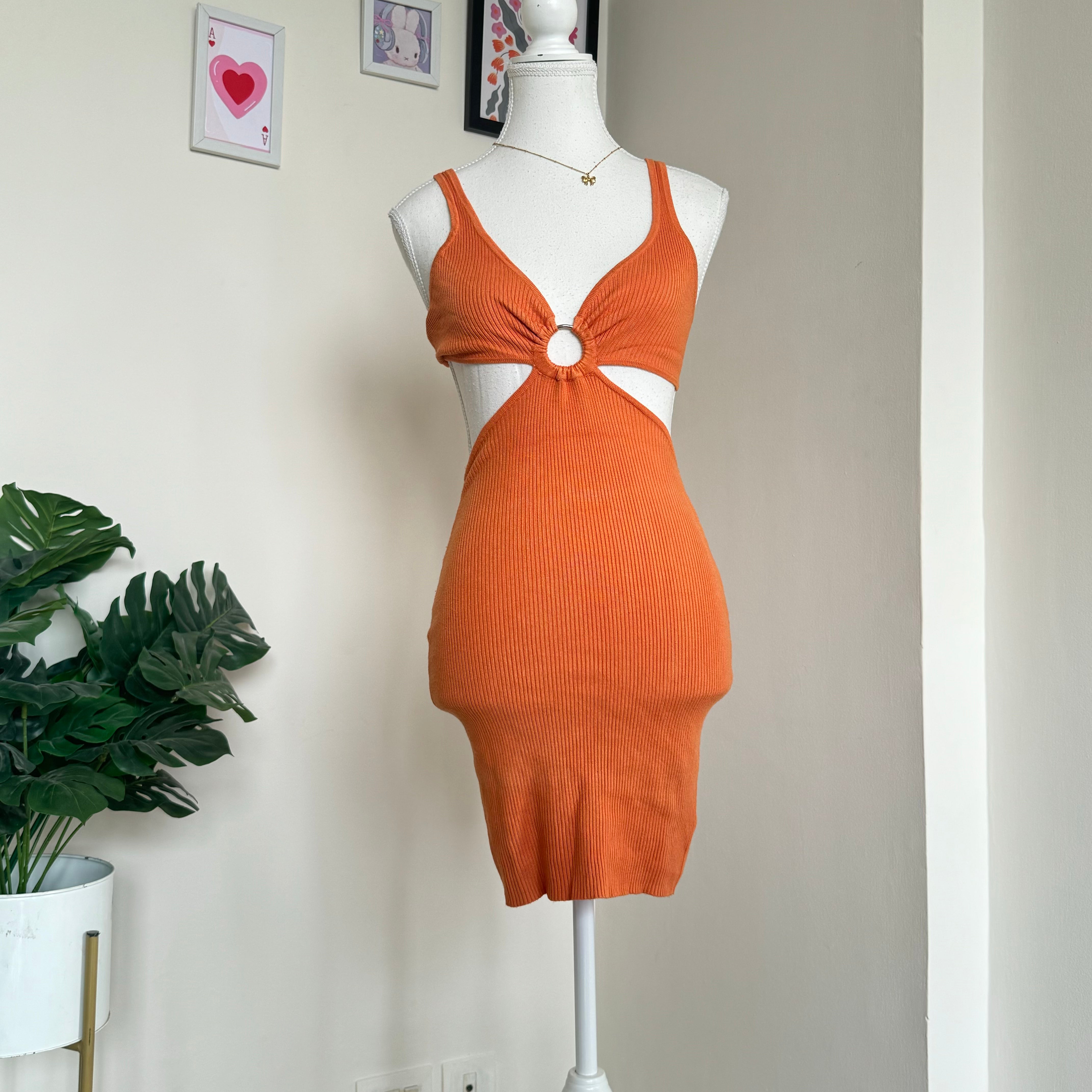 Orange Cut-Out Bodycon Dress