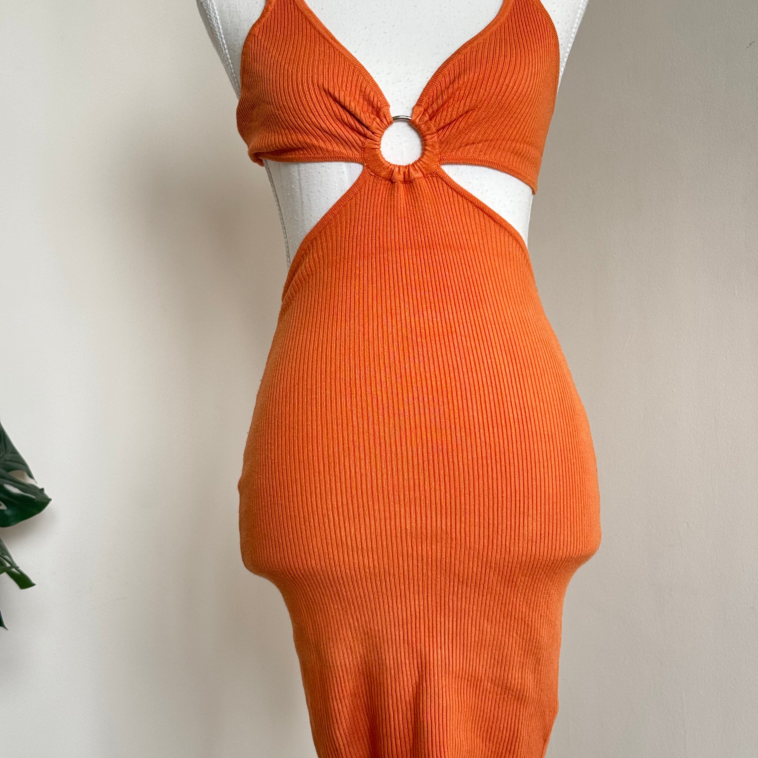 Orange Cut-Out Bodycon Dress