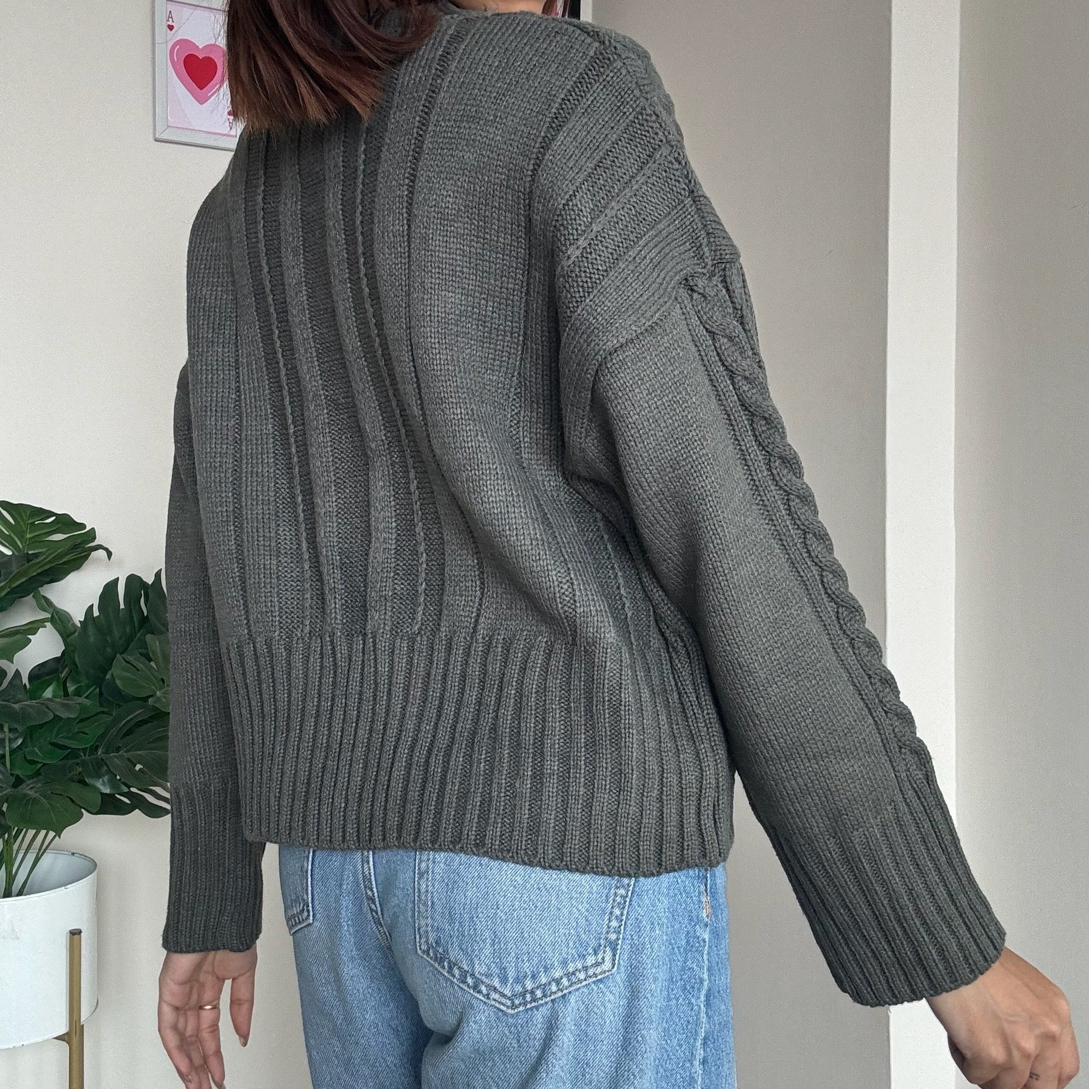 Dark Grey V-Neck Sweater