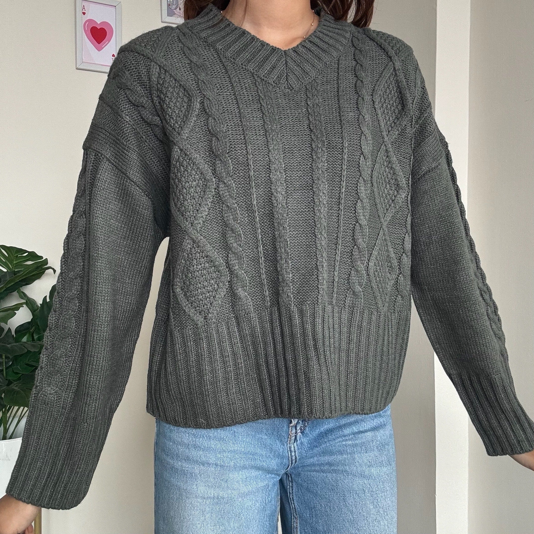 Dark Grey V-Neck Sweater