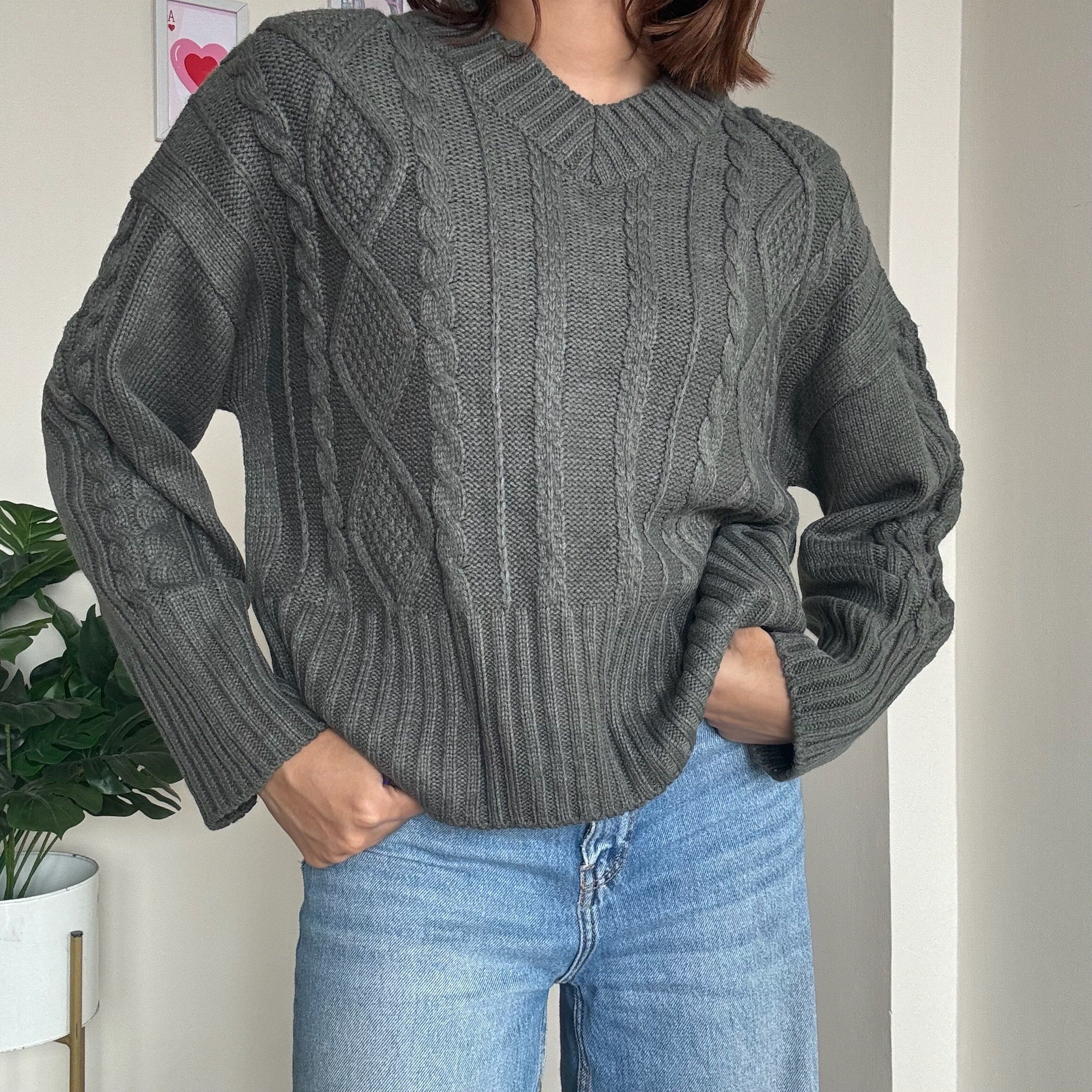 Dark Grey V-Neck Sweater