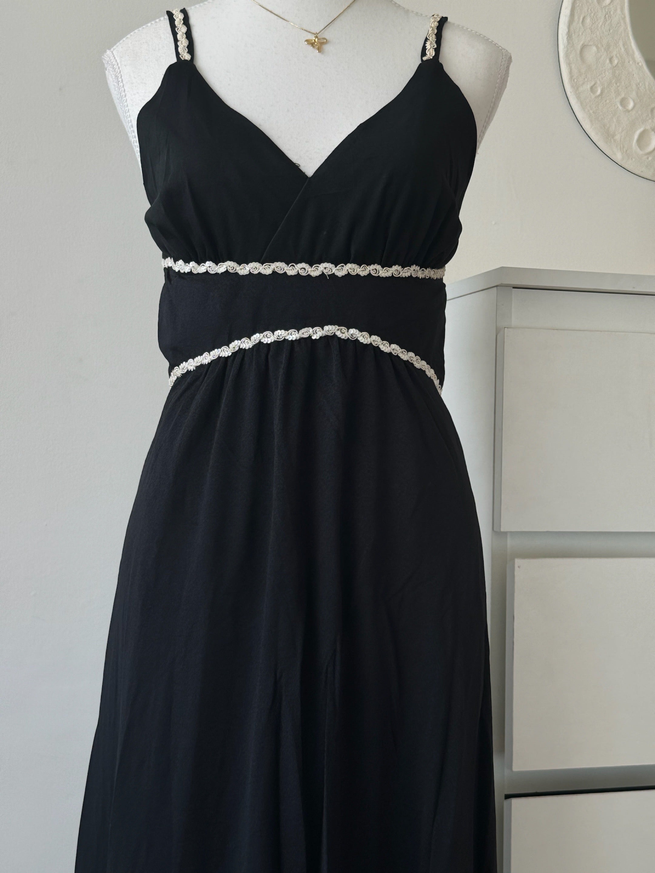 Black V-Neck Gown Dress -