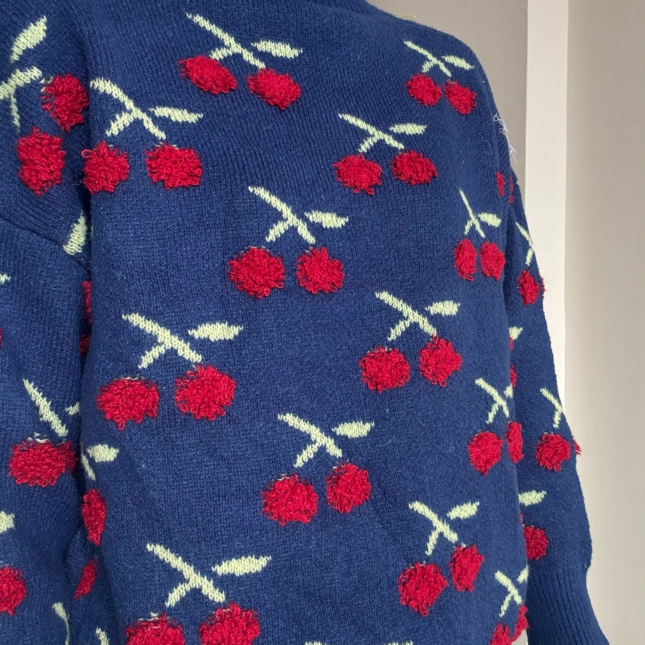 Navy Cherry Sweater