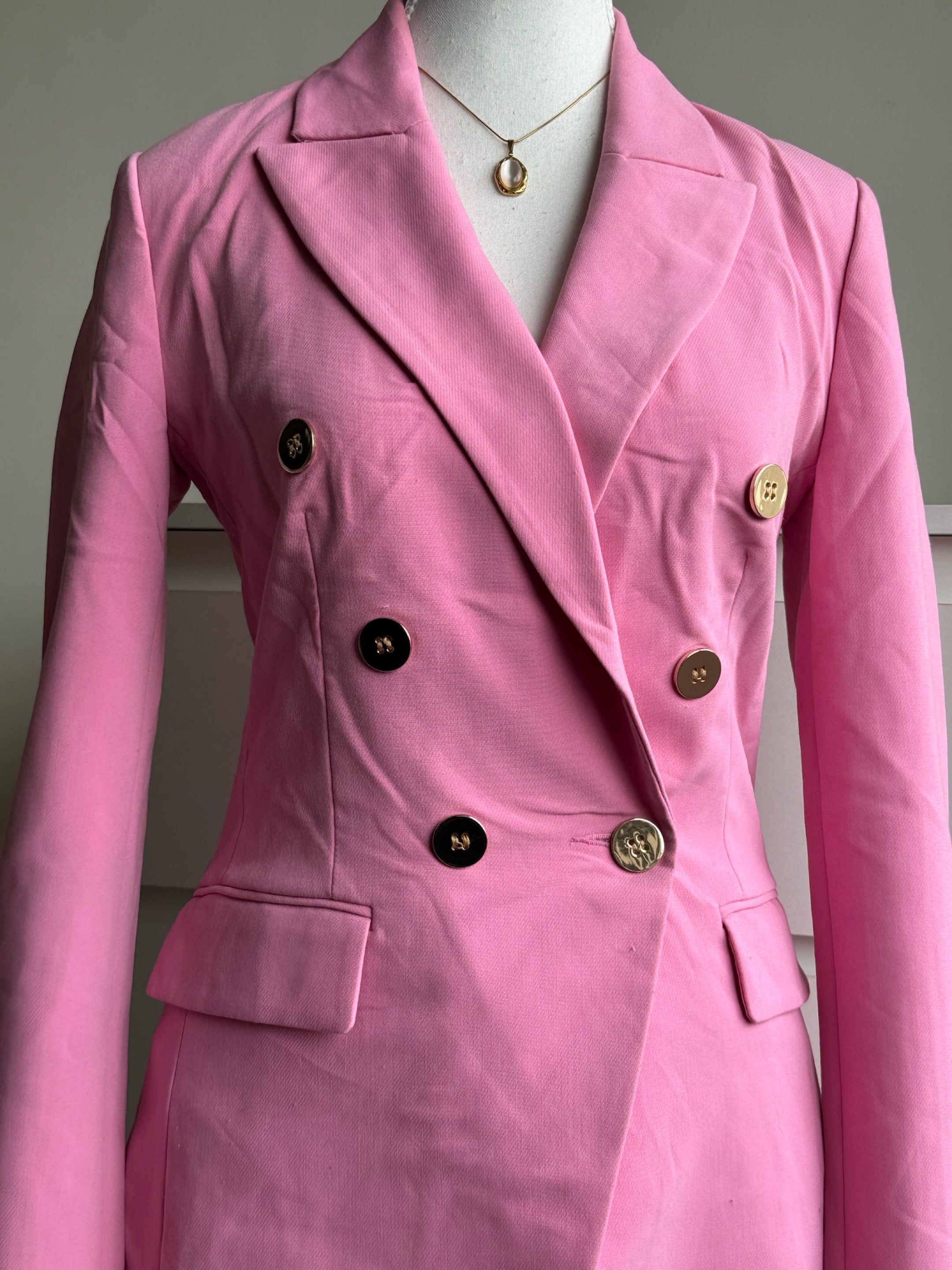 Baby Pink Double-Breasted Blazer