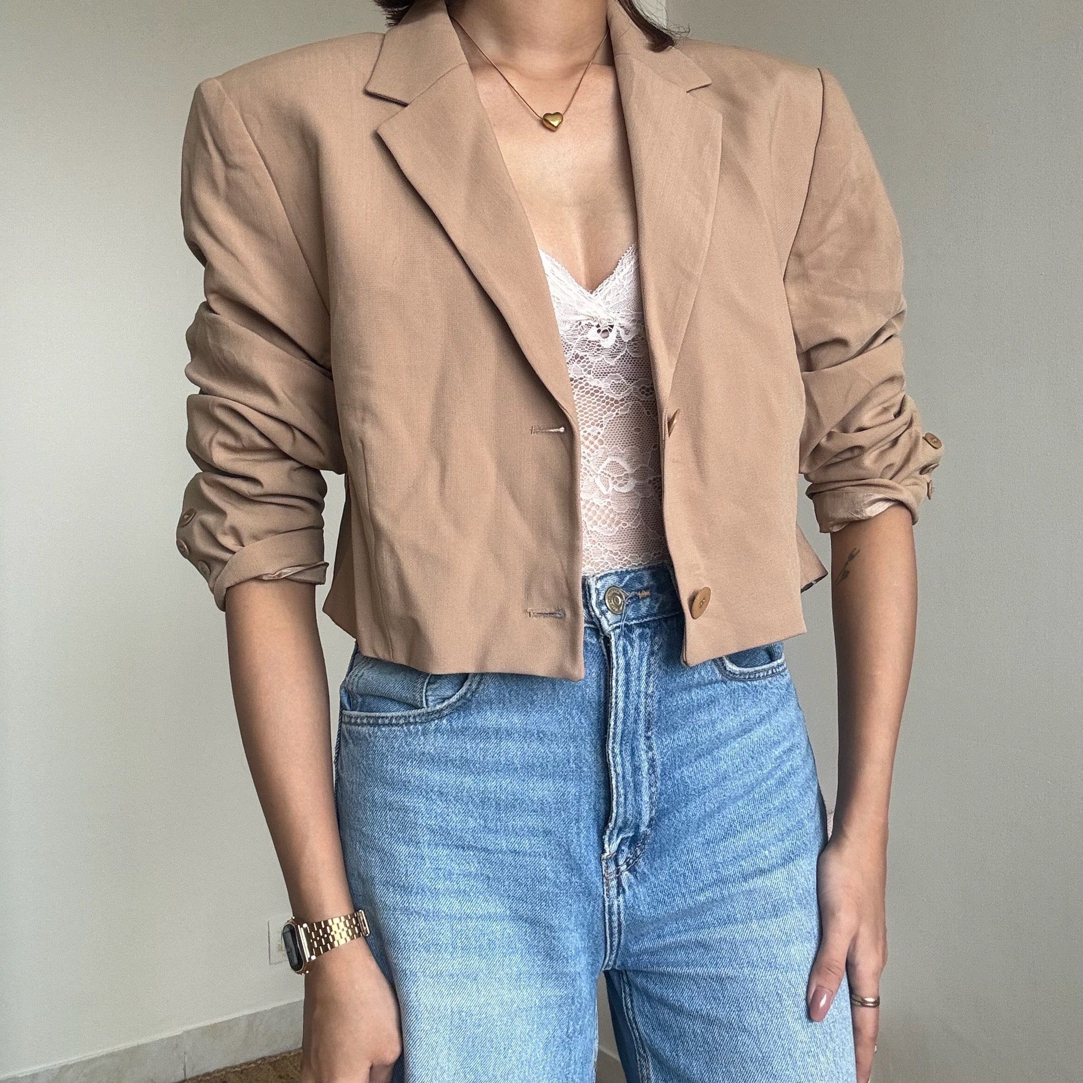 Beige Cropped Blazer - GW