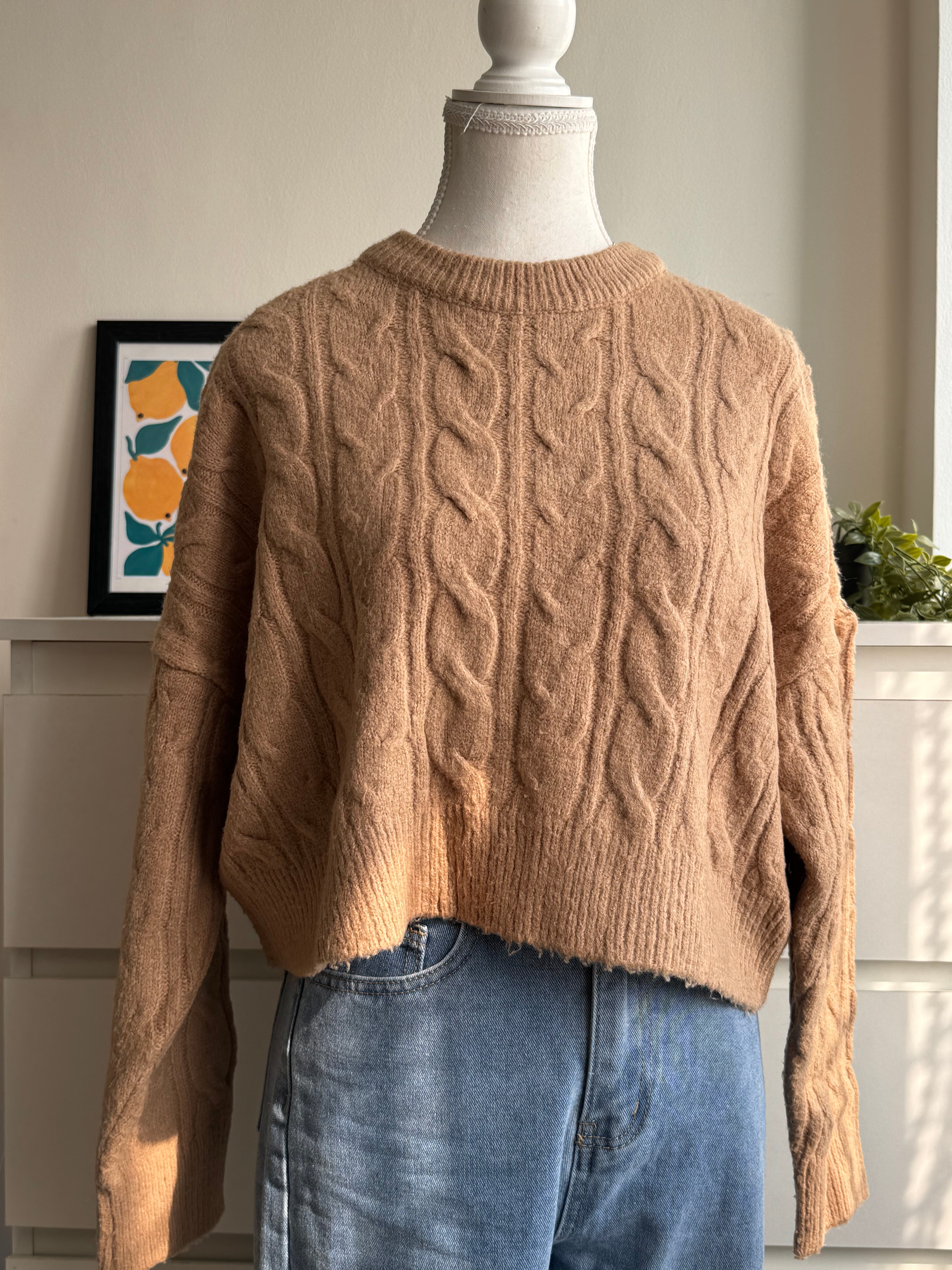 Beige Cropped Sweater