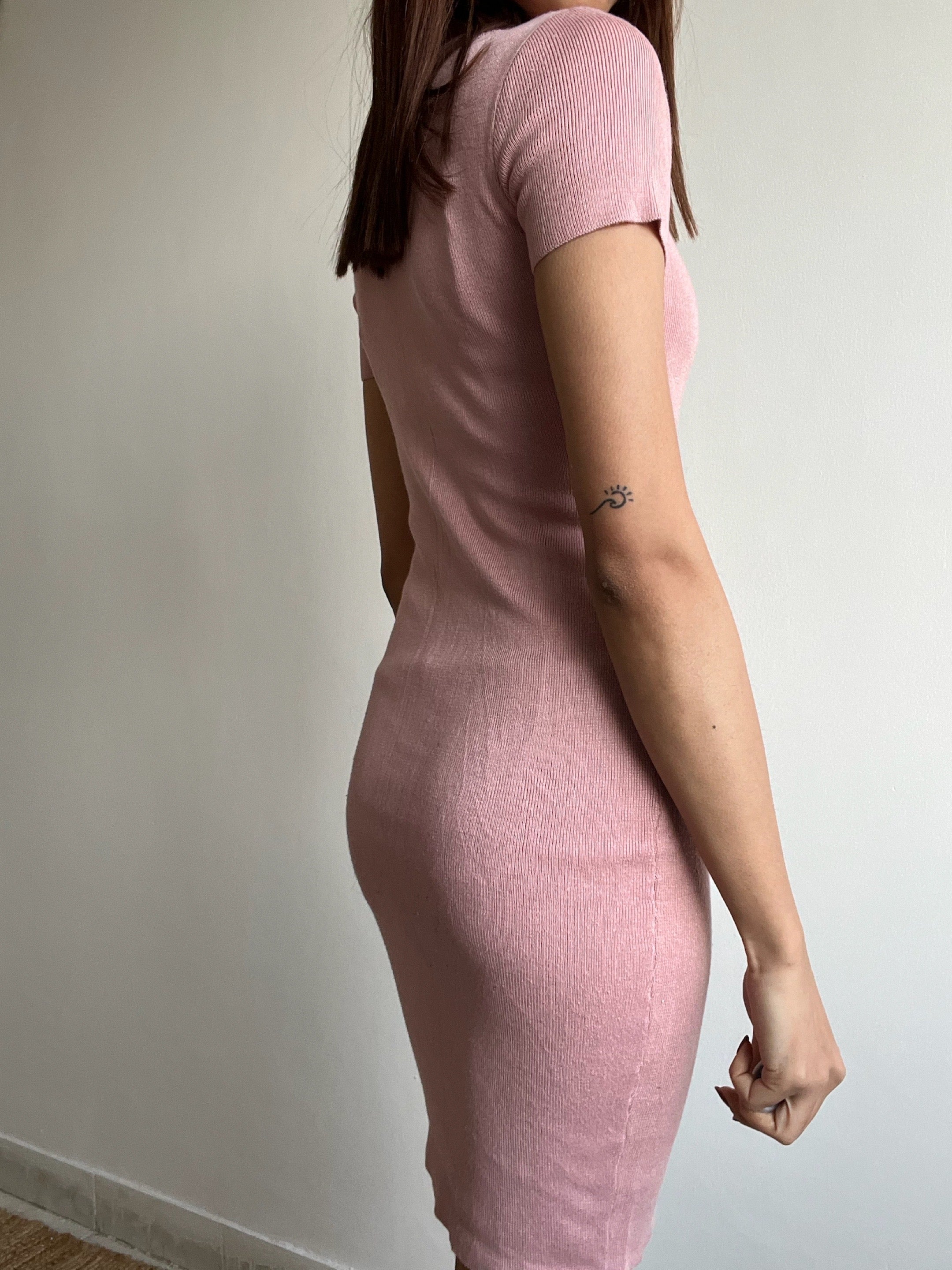 Baby Pink Round Neck Dress