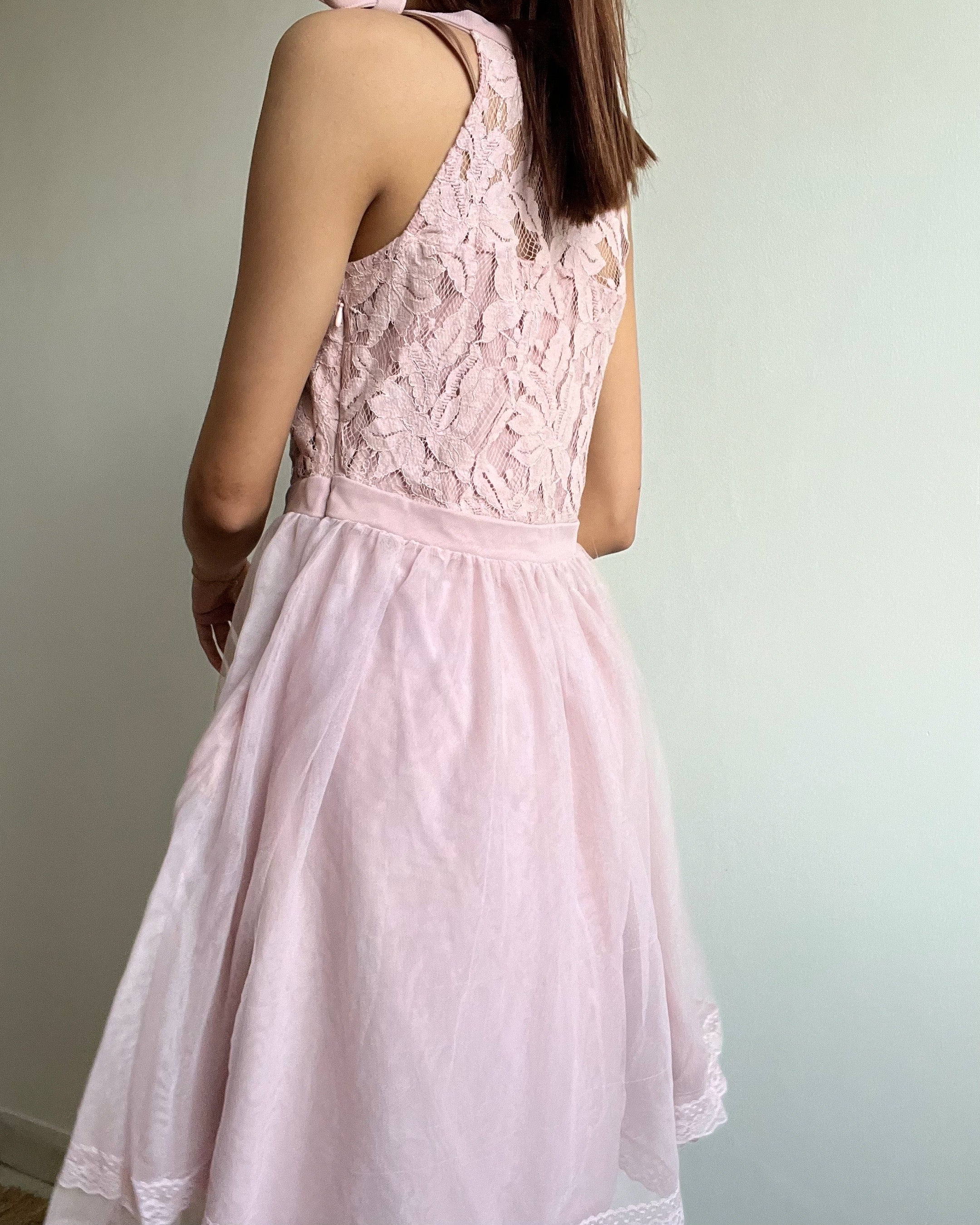 Baby Pink Lacy Hater Dress