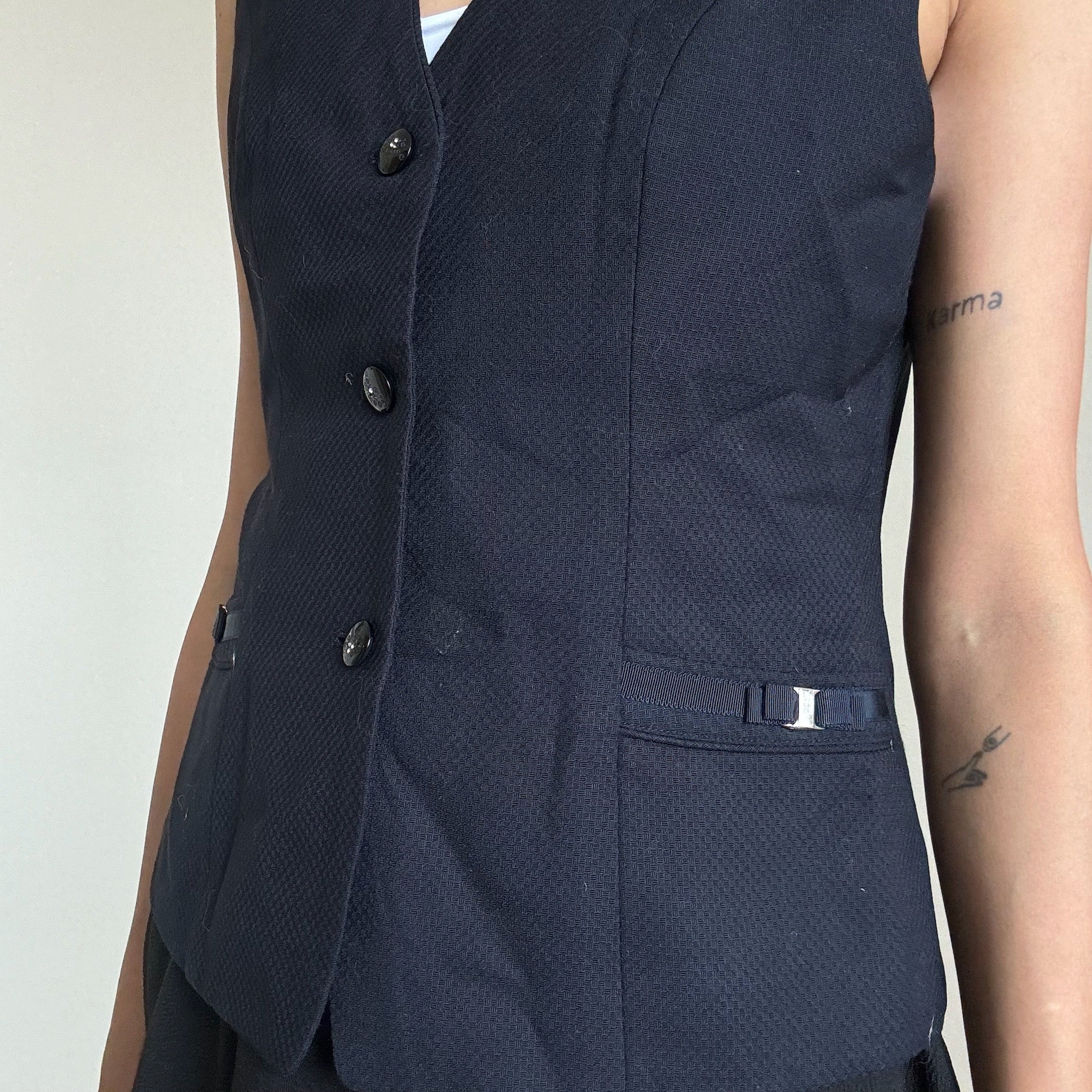 Navy Dotted Waistcoat - Patty 08