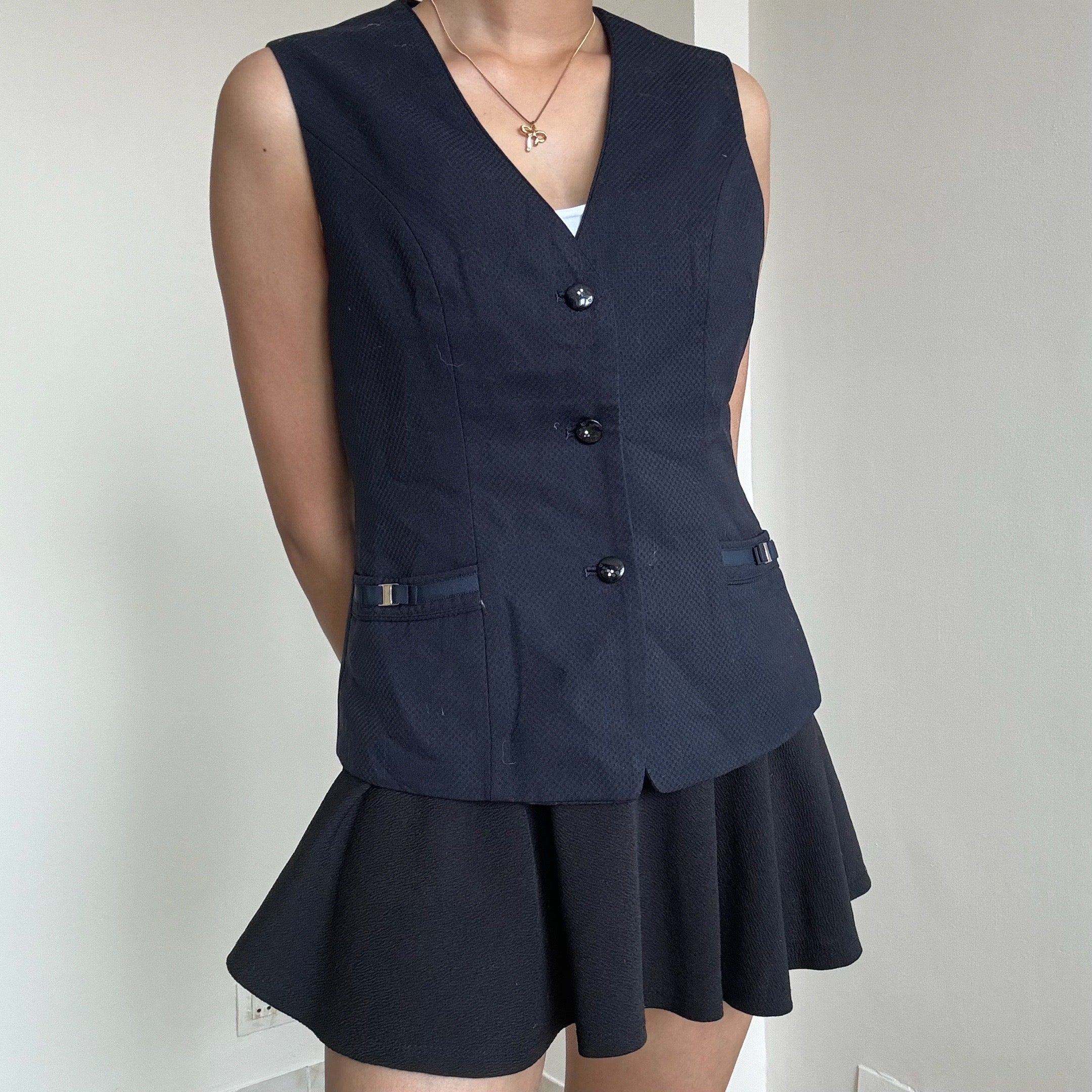 Navy Dotted Waistcoat - Patty 08