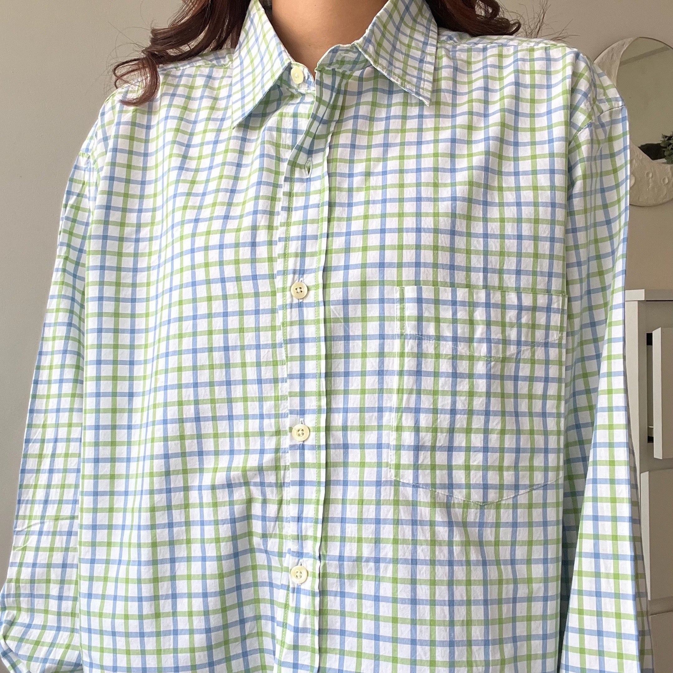 Green-Blue Checkered Unisex Shirt - CR