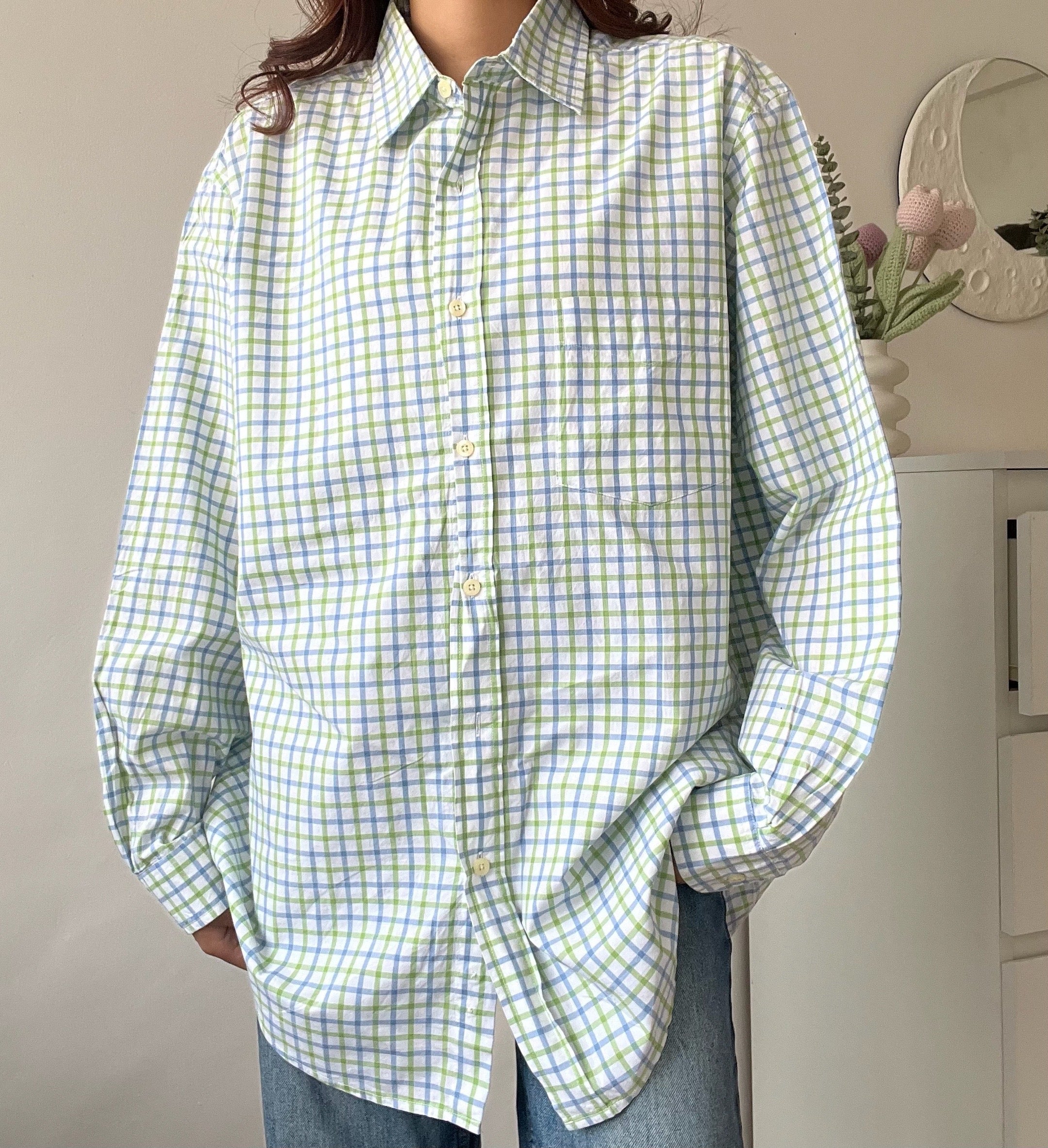 Green-Blue Checkered Unisex Shirt - CR