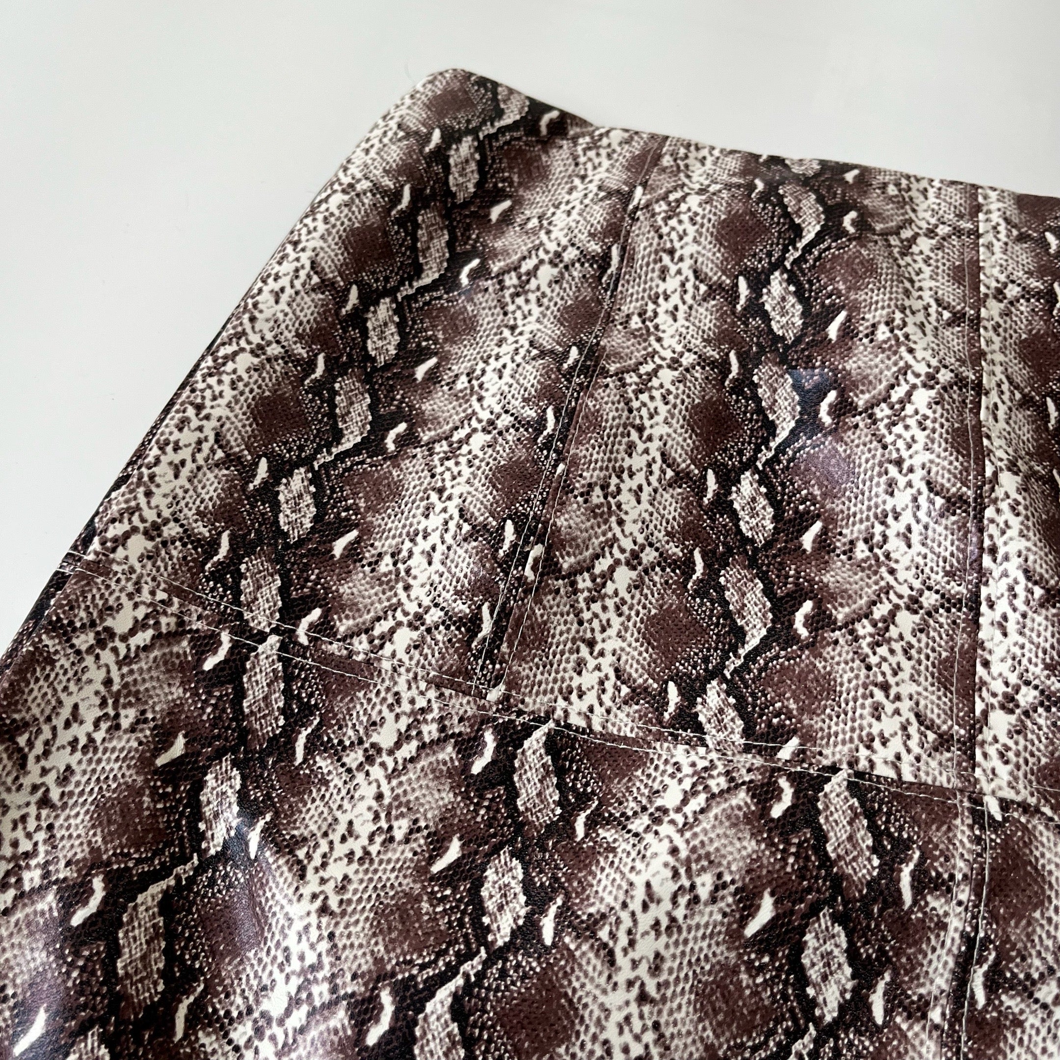 Brown Snake Skin Faux Leather Skirt - 27"