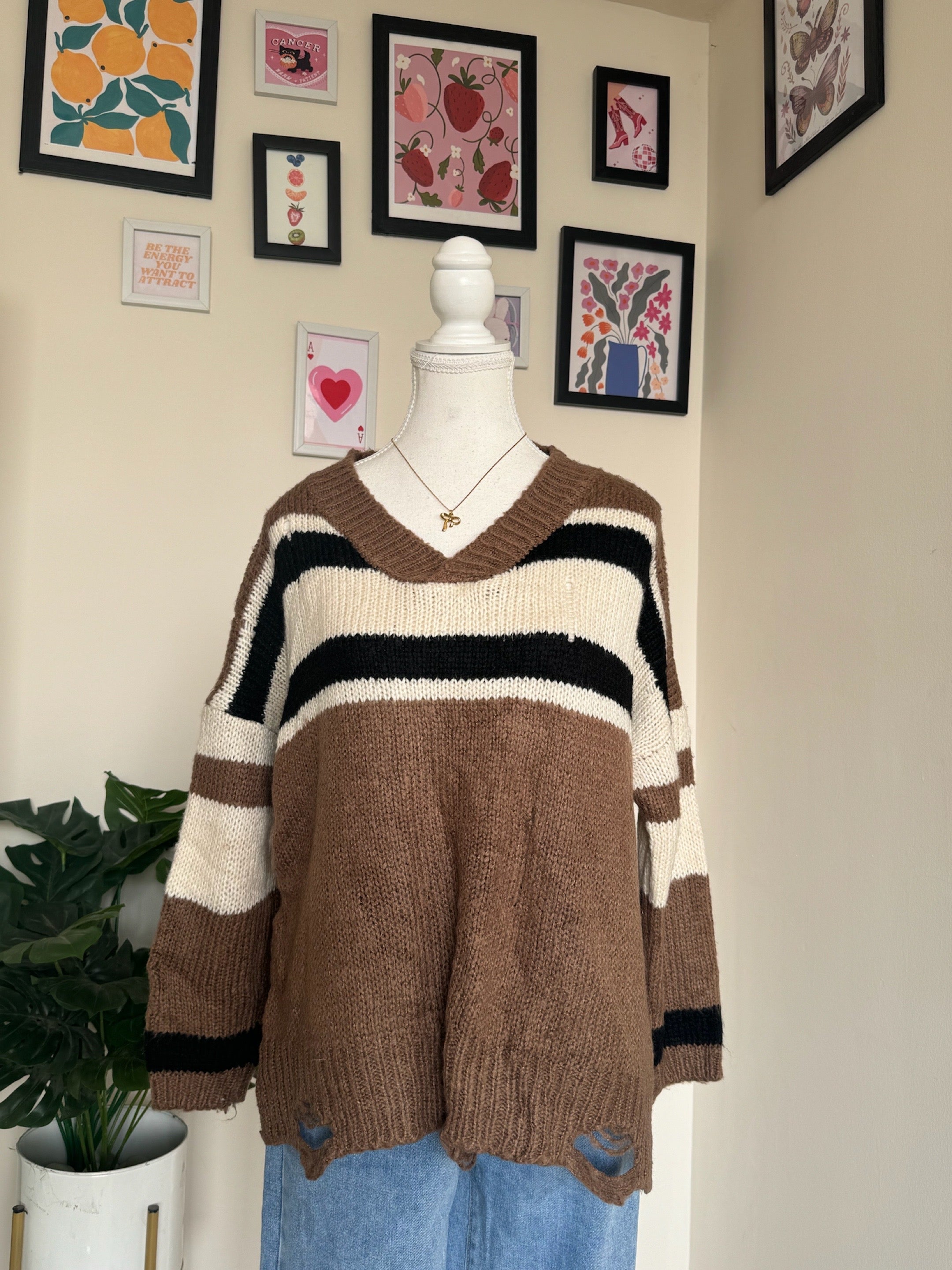 Brown Stripe Sweater