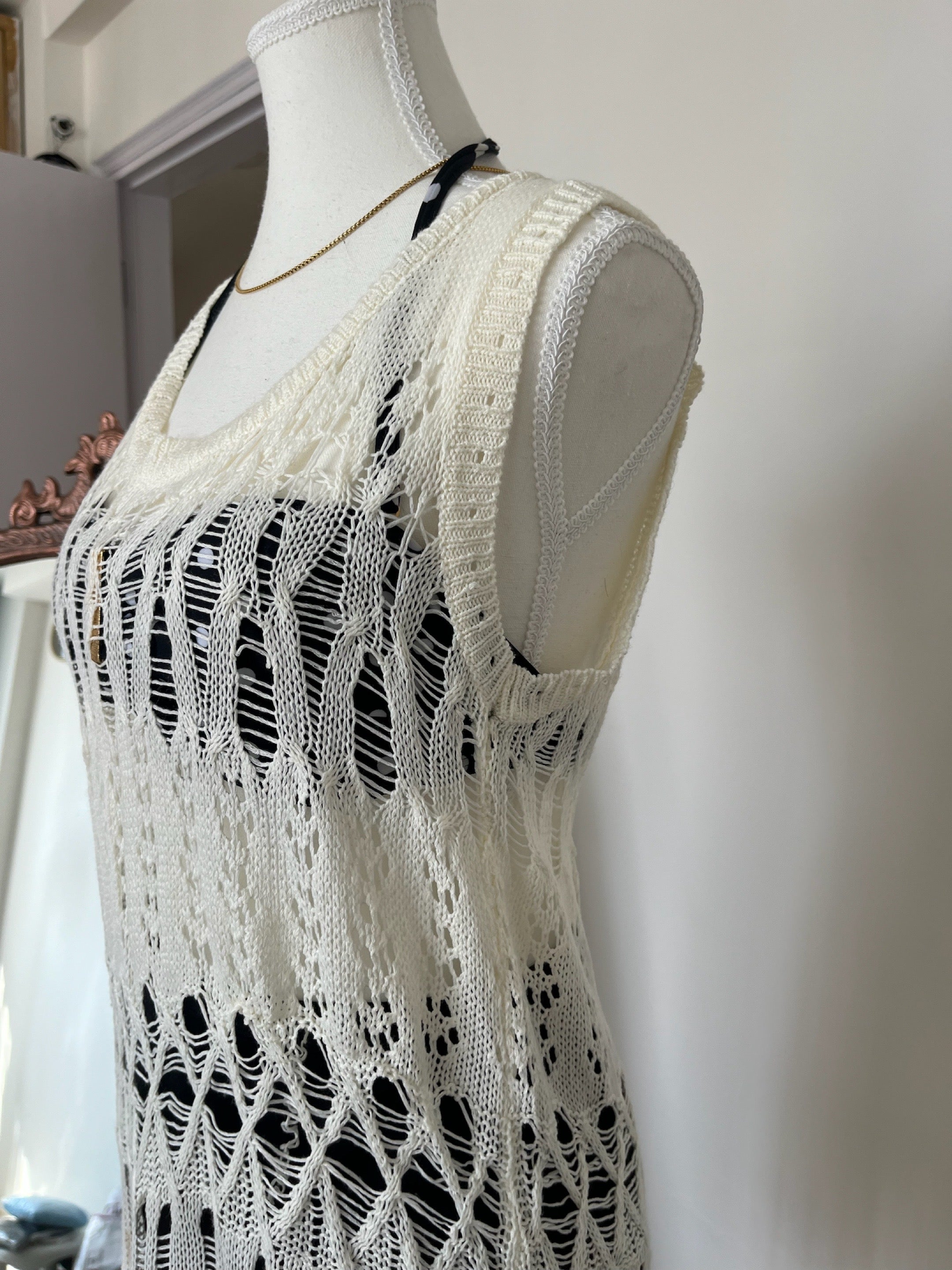 Off-White Long Crochet Dress