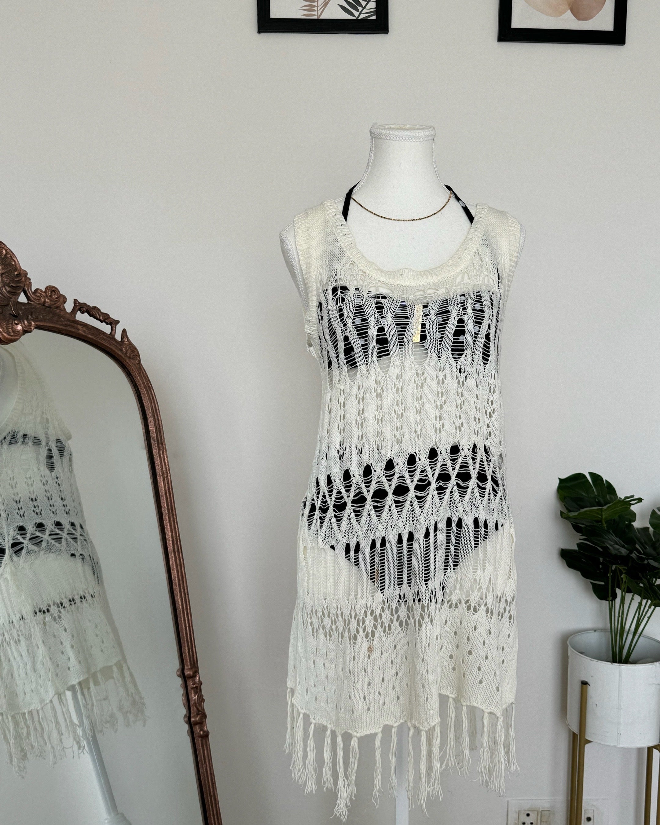 Off-White Long Crochet Dress