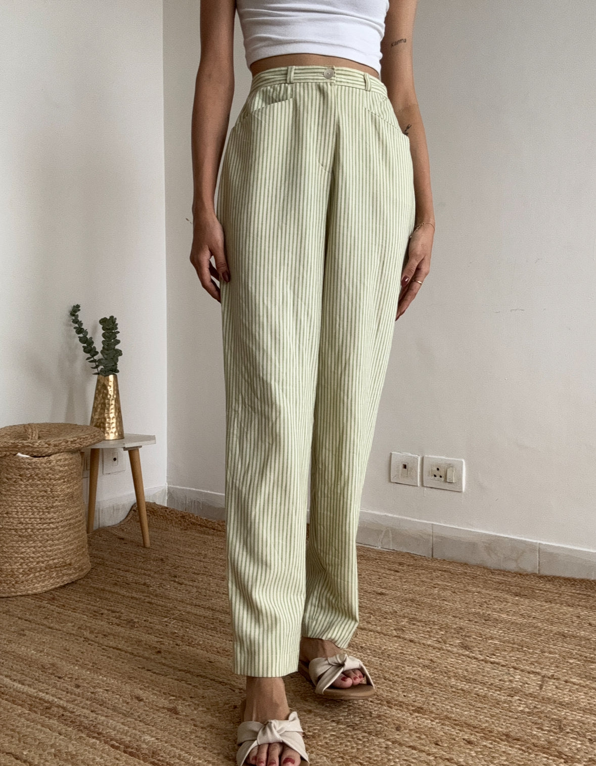 Green Stripe Trouser Pants T -  27