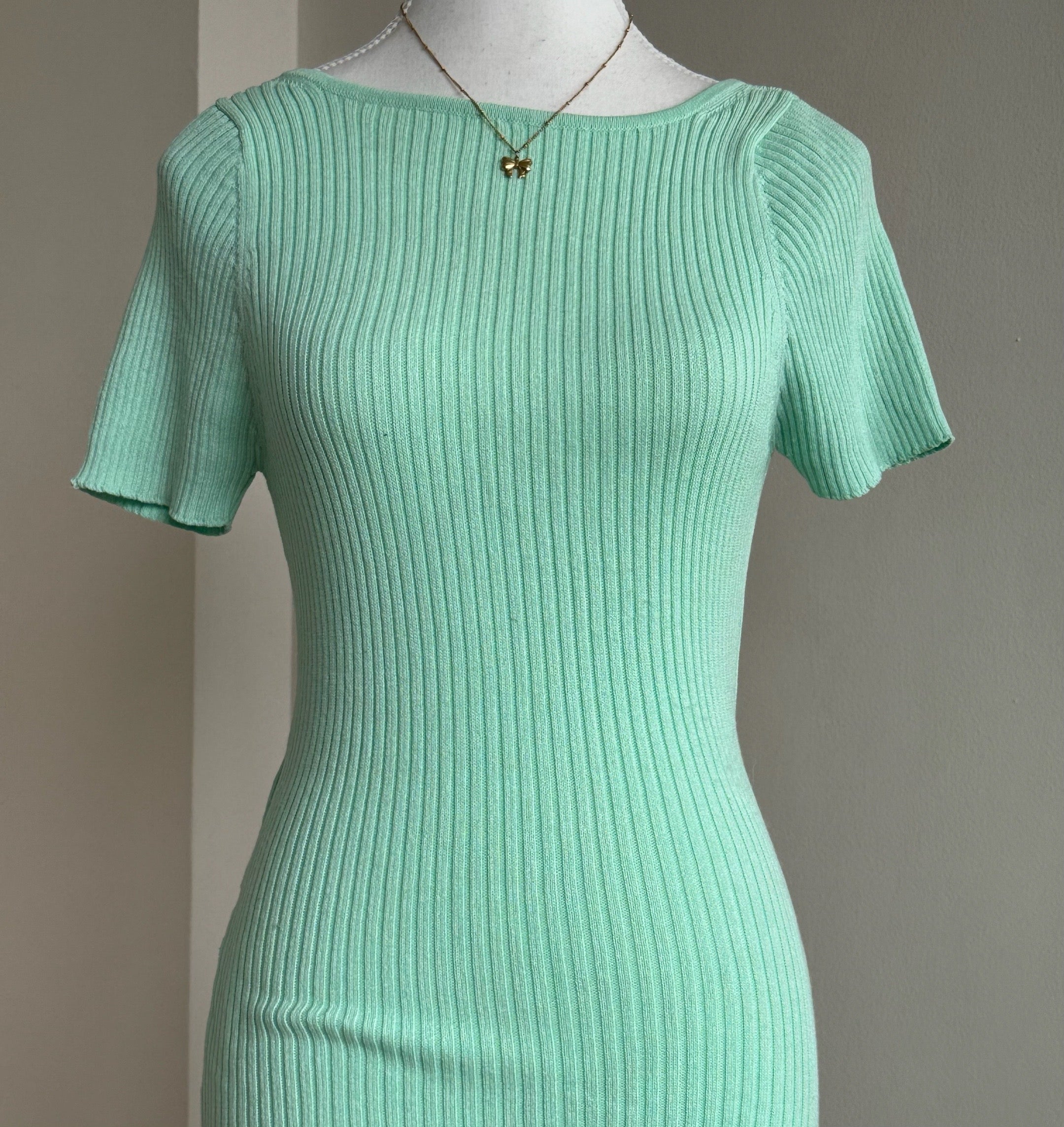 Mint Ribbed Bodycon Dress