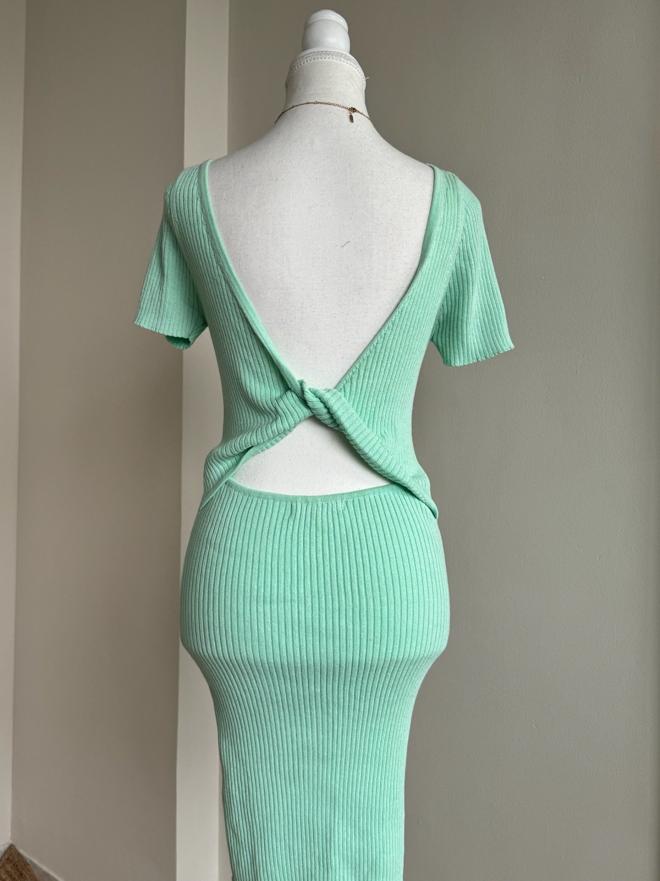 Mint Ribbed Bodycon Dress