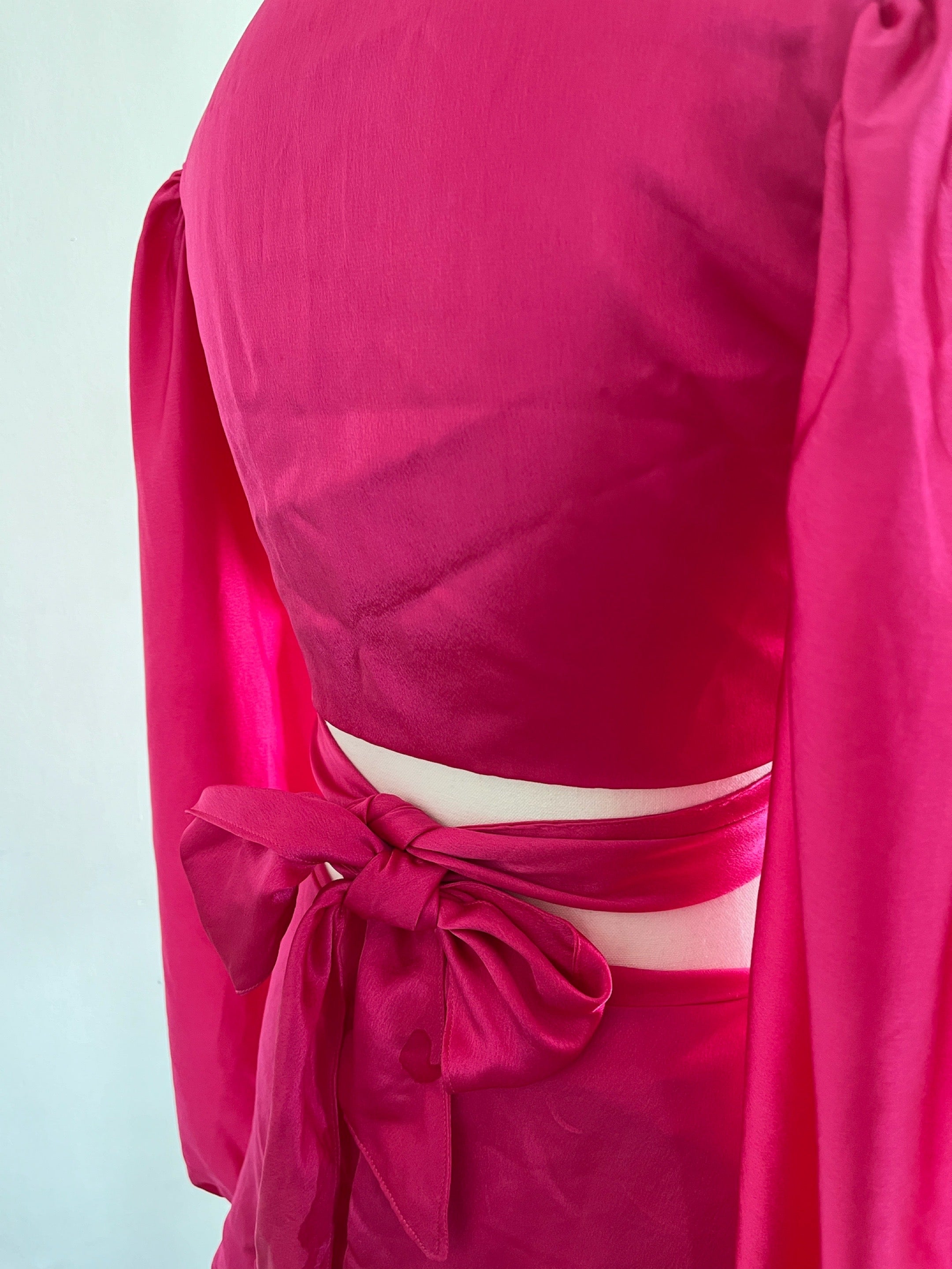 Hot Pink Satin Romper Dress