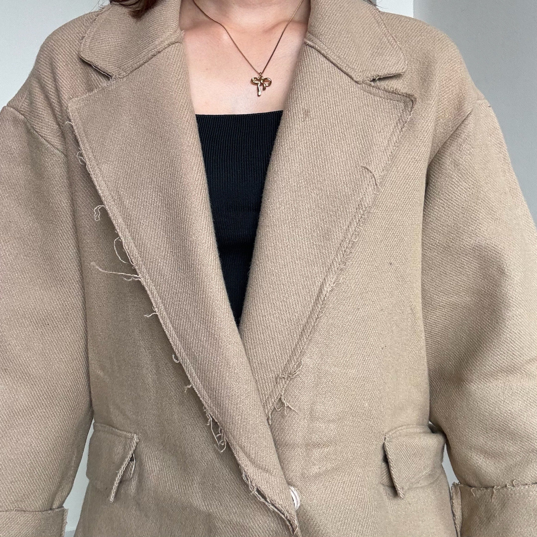 Beige Woollen Over Coat - Sw