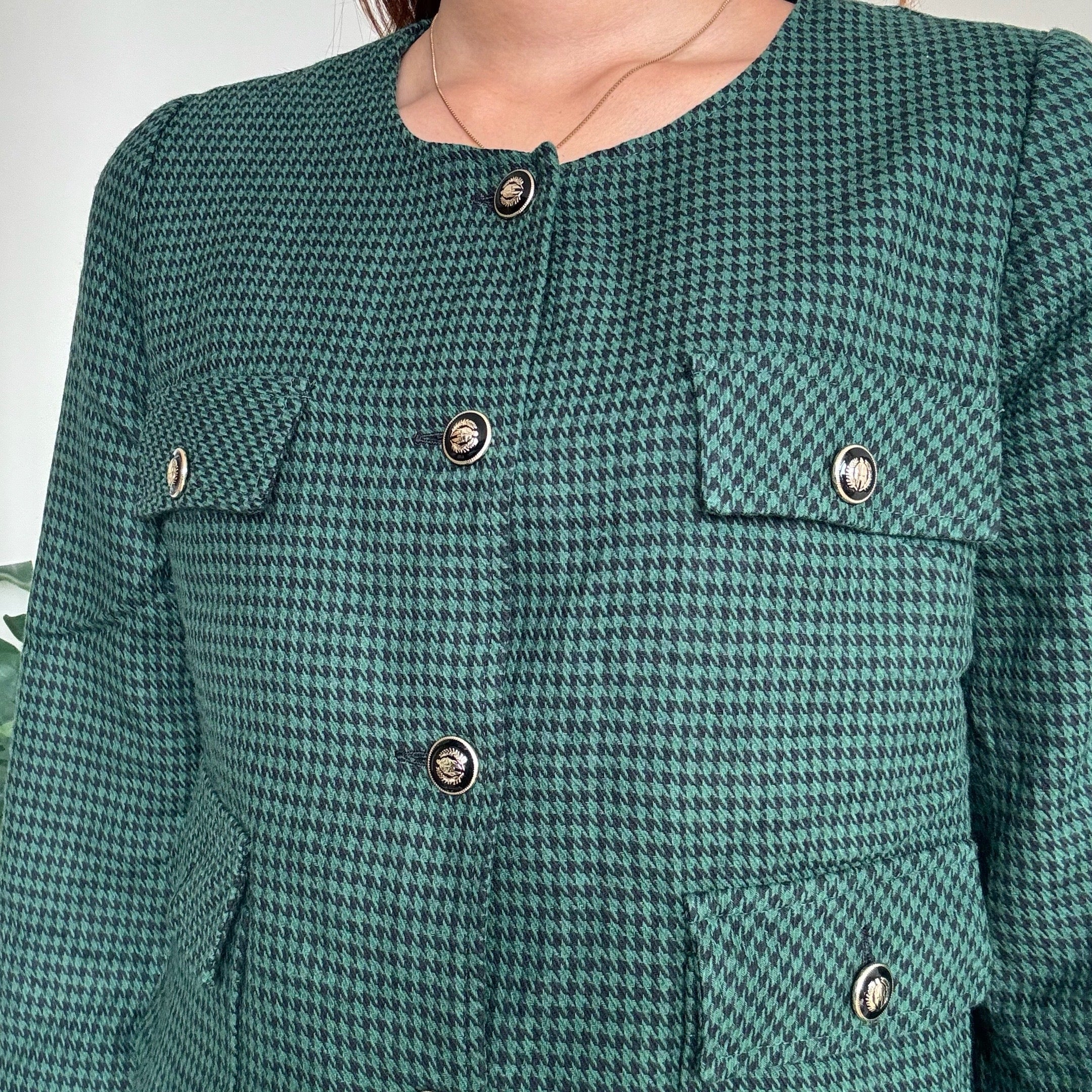 Green Tweed Cropped Blazer