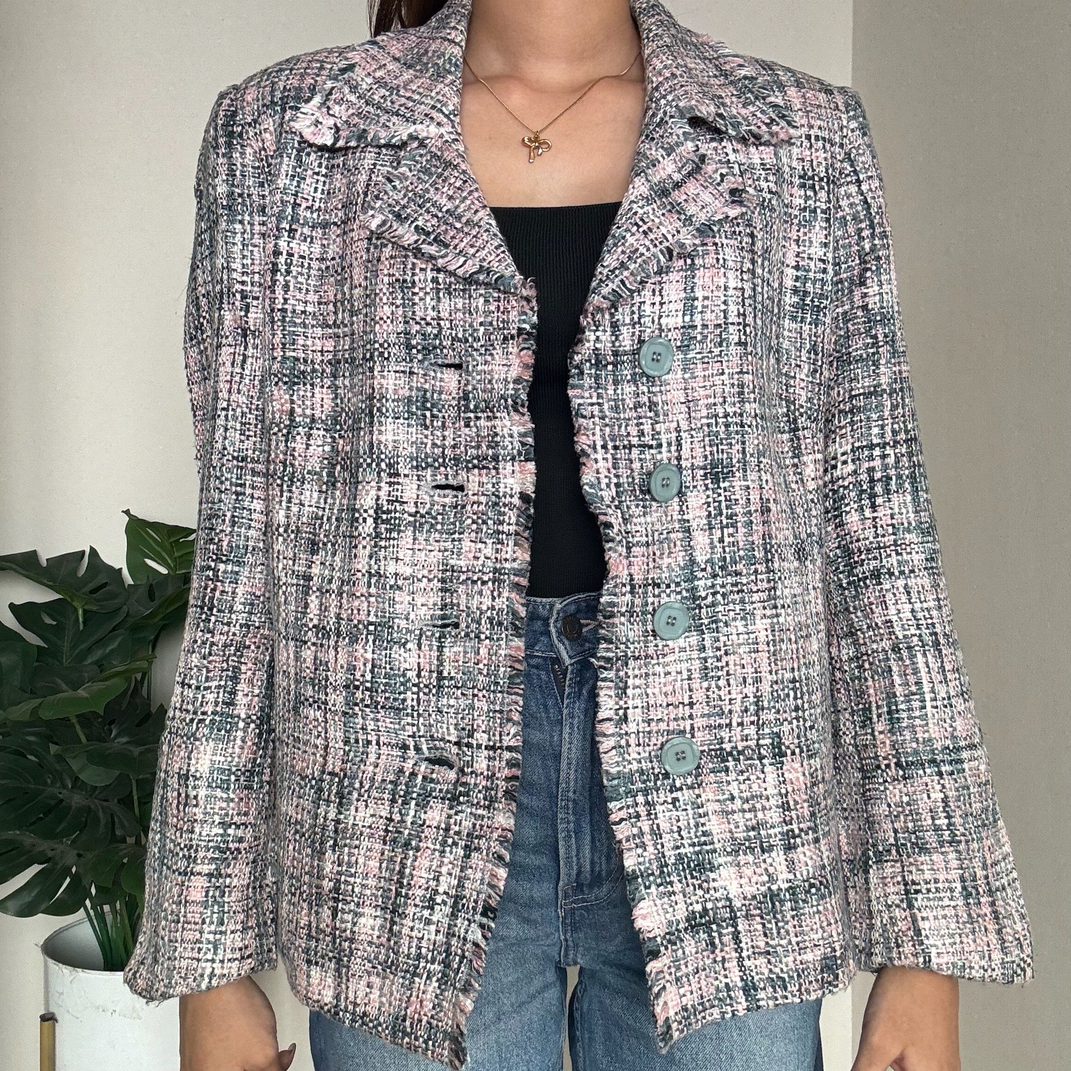 Pink-Grey Tweed Blazer