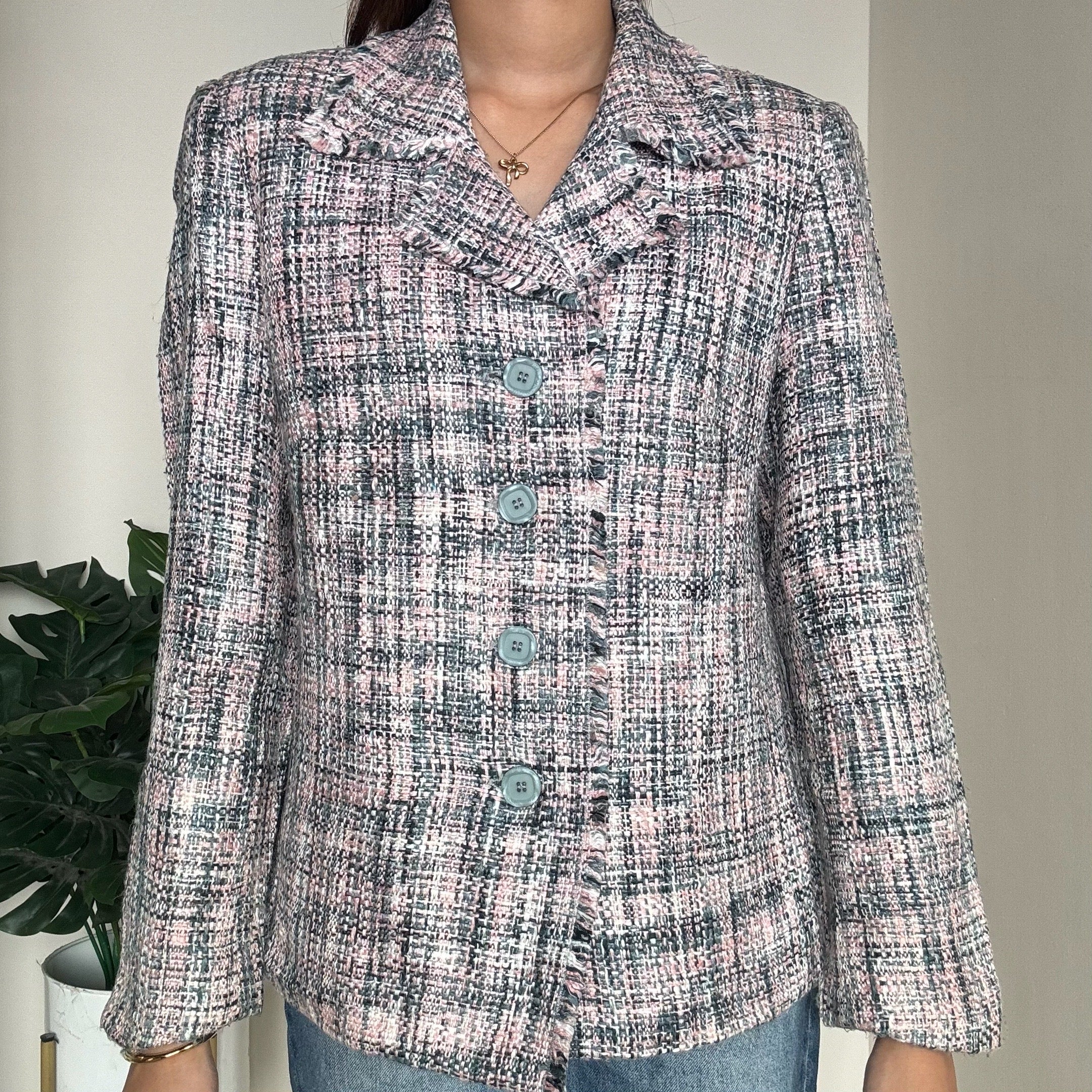 Pink-Grey Tweed Blazer